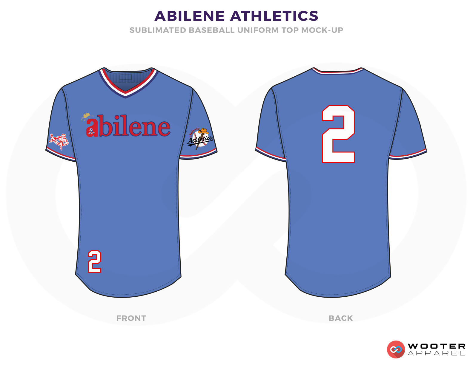 ABILENE ATHLETICS Blue Red and White Baseball Uniforms, Jerseys