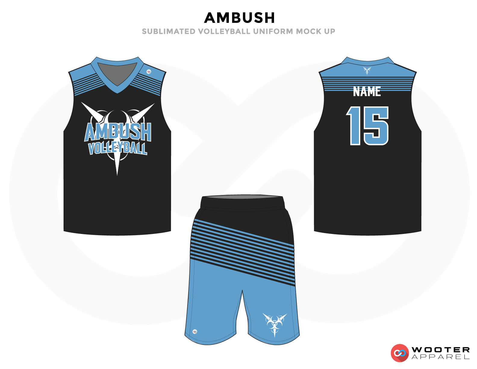 AMBUSH Black Blue and White Baseball Uniforms, Jerseys and Shorts