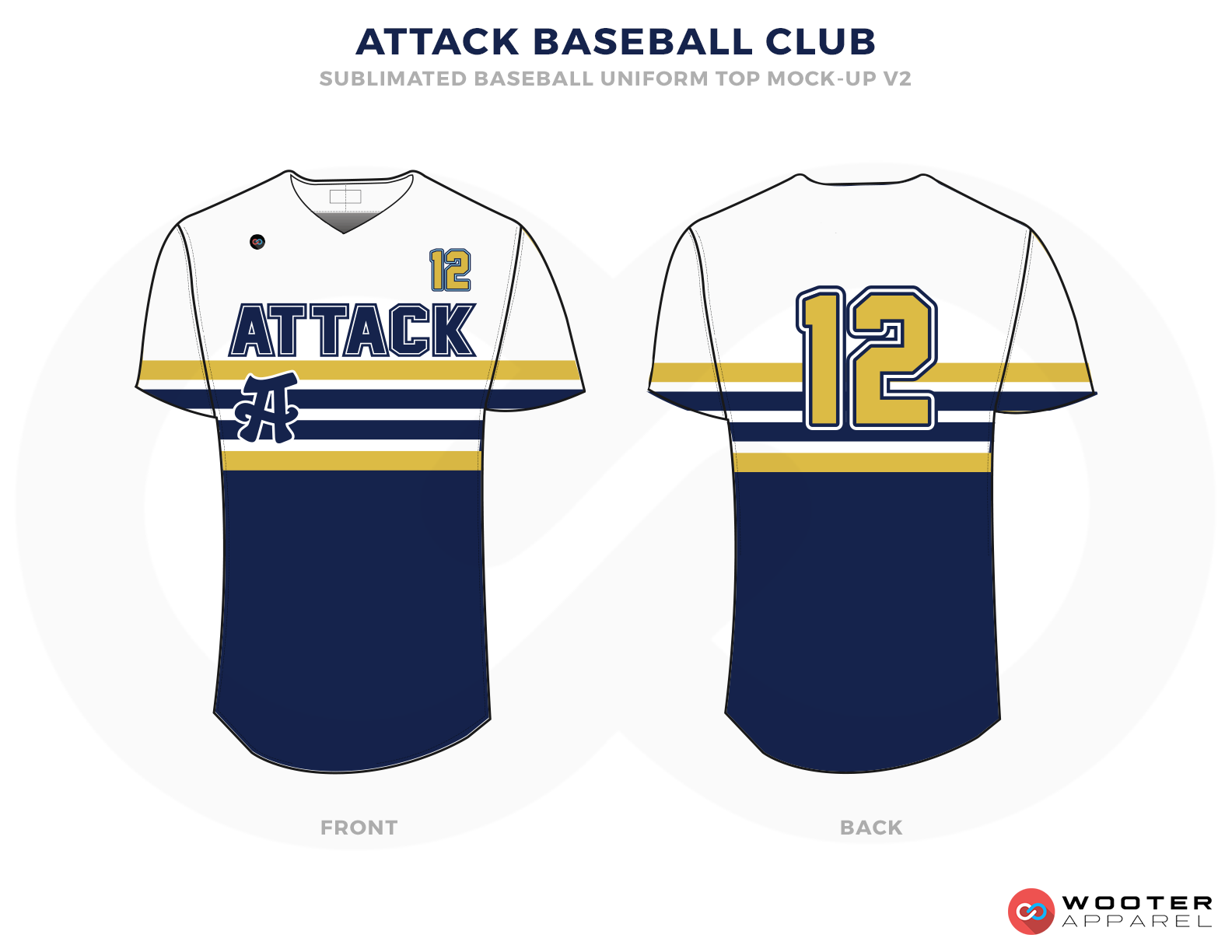 ATTACK BASEBALL CLUB Dark Blue White and Bronze Baseball Uniforms,Jerseys