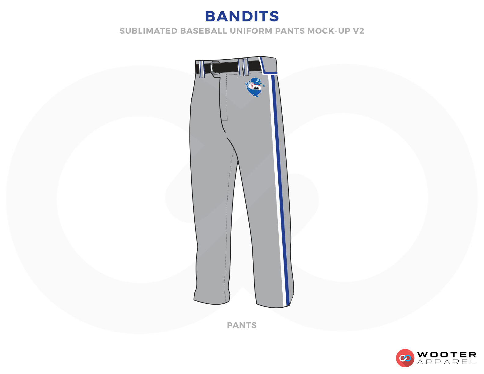 BANDITS Grey Black Blue and White Baseball Uniforms,Pants