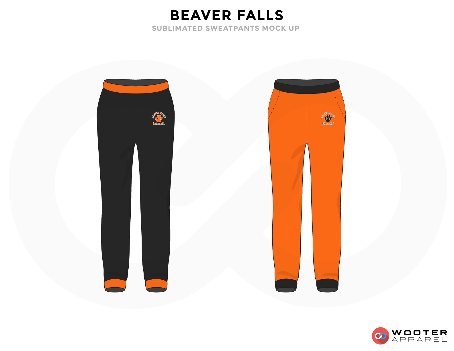 BEAVER FALLS Black and Orange Baseball Uniforms,Pants