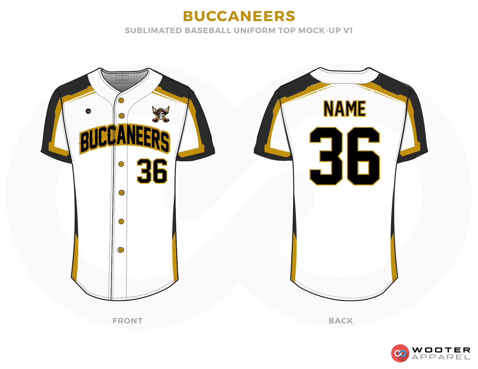 BUCCANEERS White Black and Bronze Baseball Uniforms,Jerseys