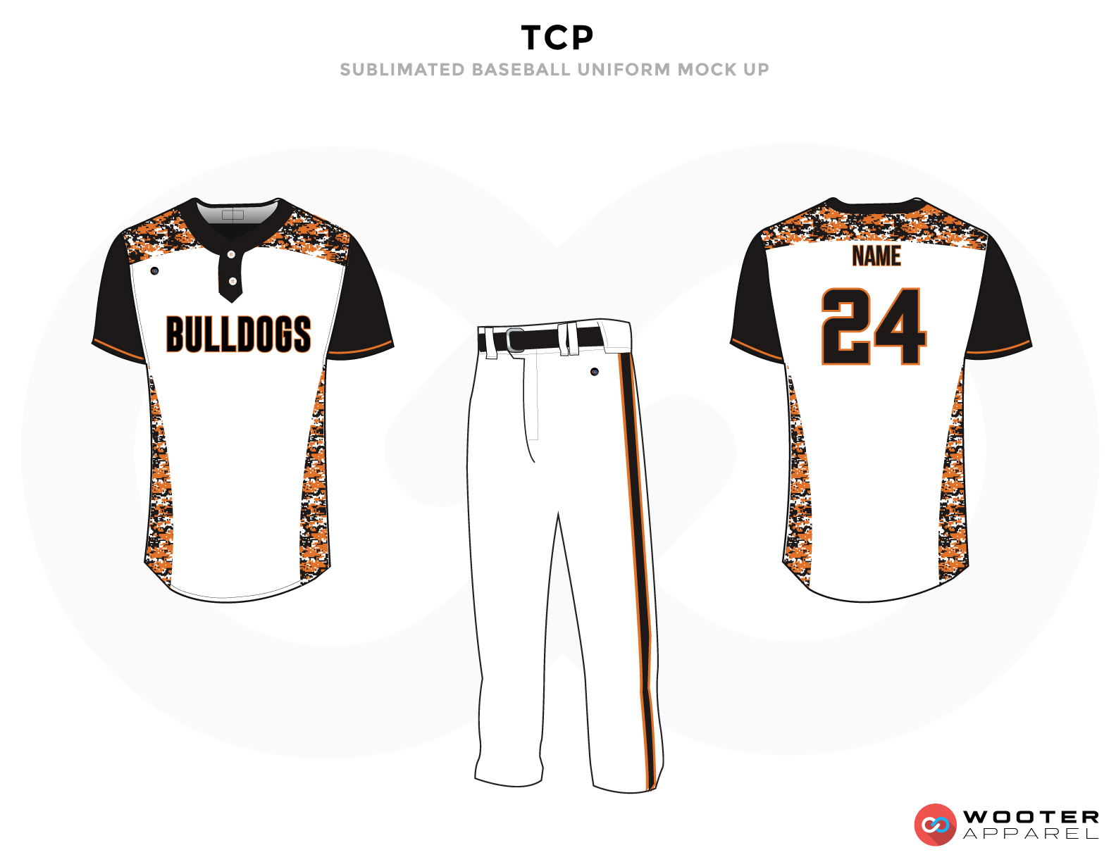 TCP White Black and Orange Baseball Uniforms,Jerseys and Pants