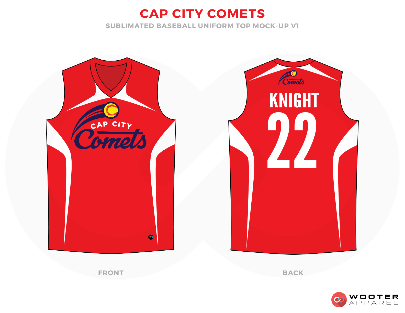CAP CITY COMETS Red White Yellow and Black Baseball Uniforms,Jerseys