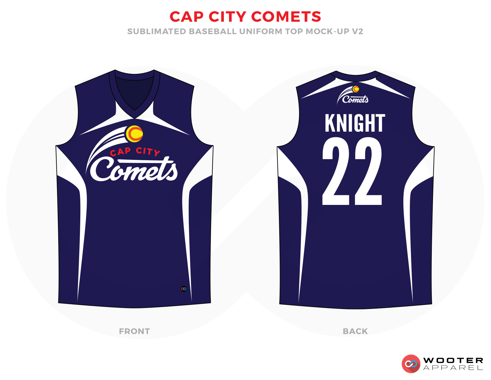 CAP CITY COMETS Blue Yellow Red and White Baseball Uniforms, Jerseys