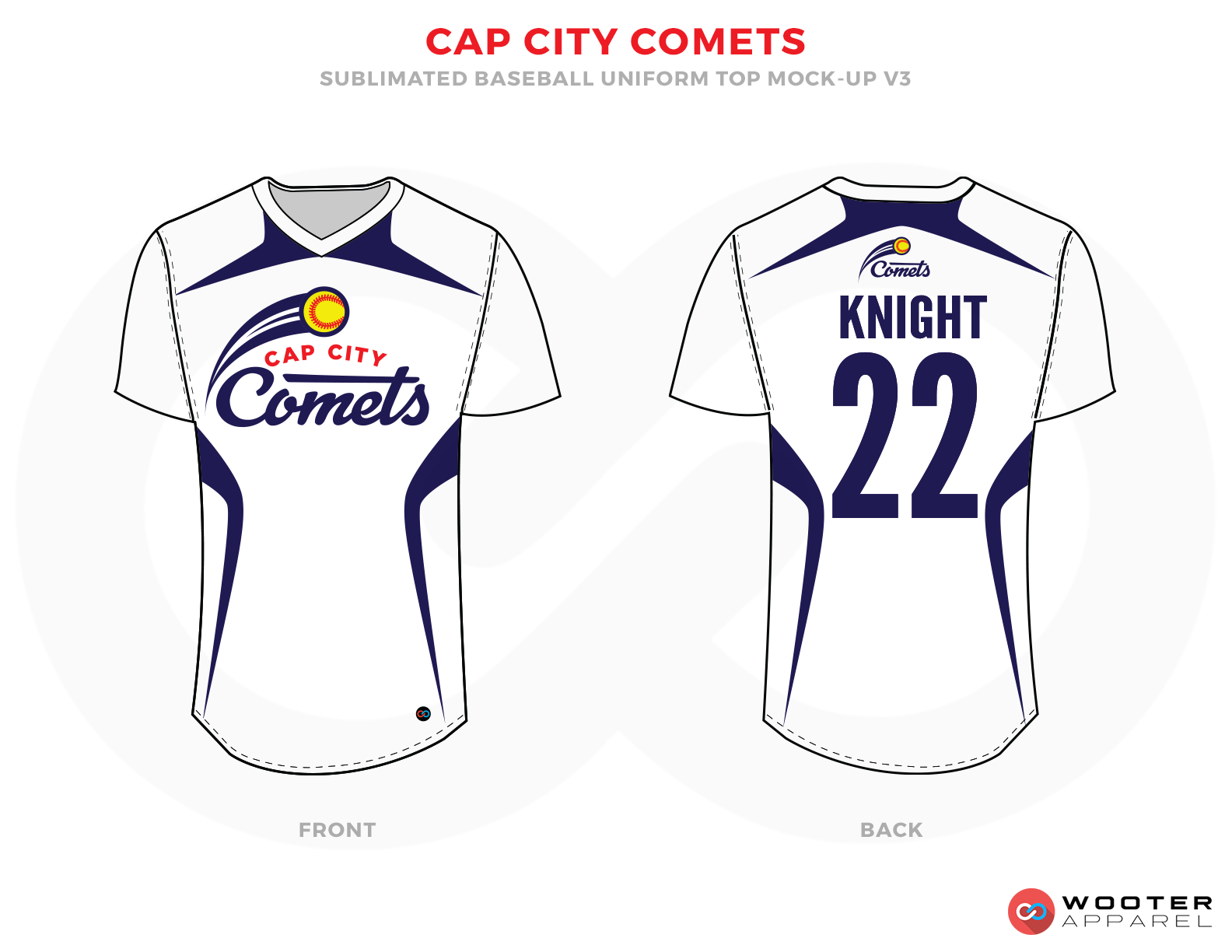 CAP CITY COMETS White Blue Yellow and Red Baseball Uniforms,Jerseys