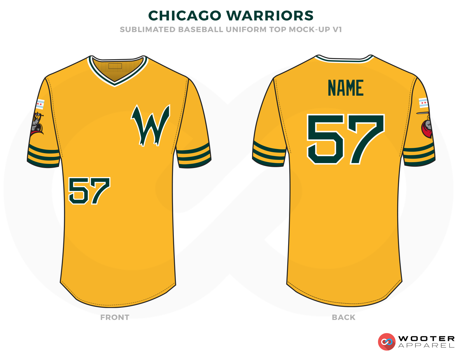 CHICAGO WARRIORS Golden Blue Green Red and Blue Baseball Uniforms,Jerseys