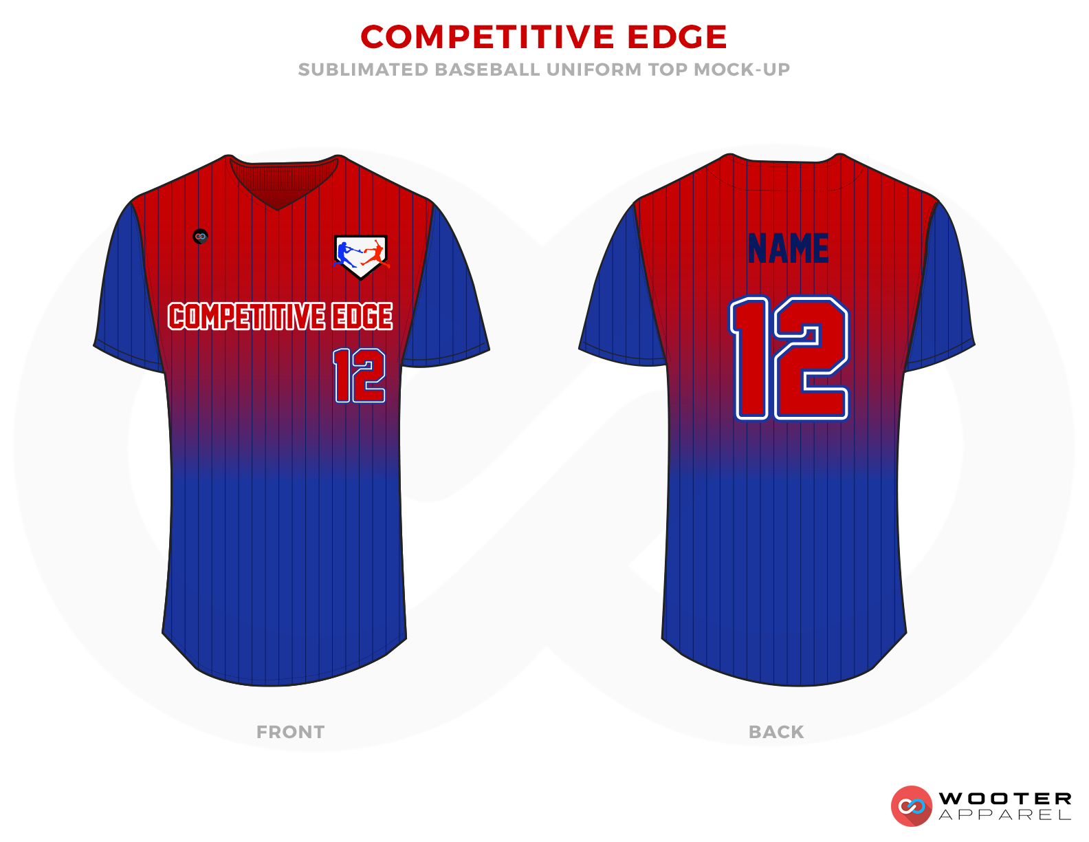 COMPETITIVE EDGE Red and Blue Baseball Uniforms, Shirts