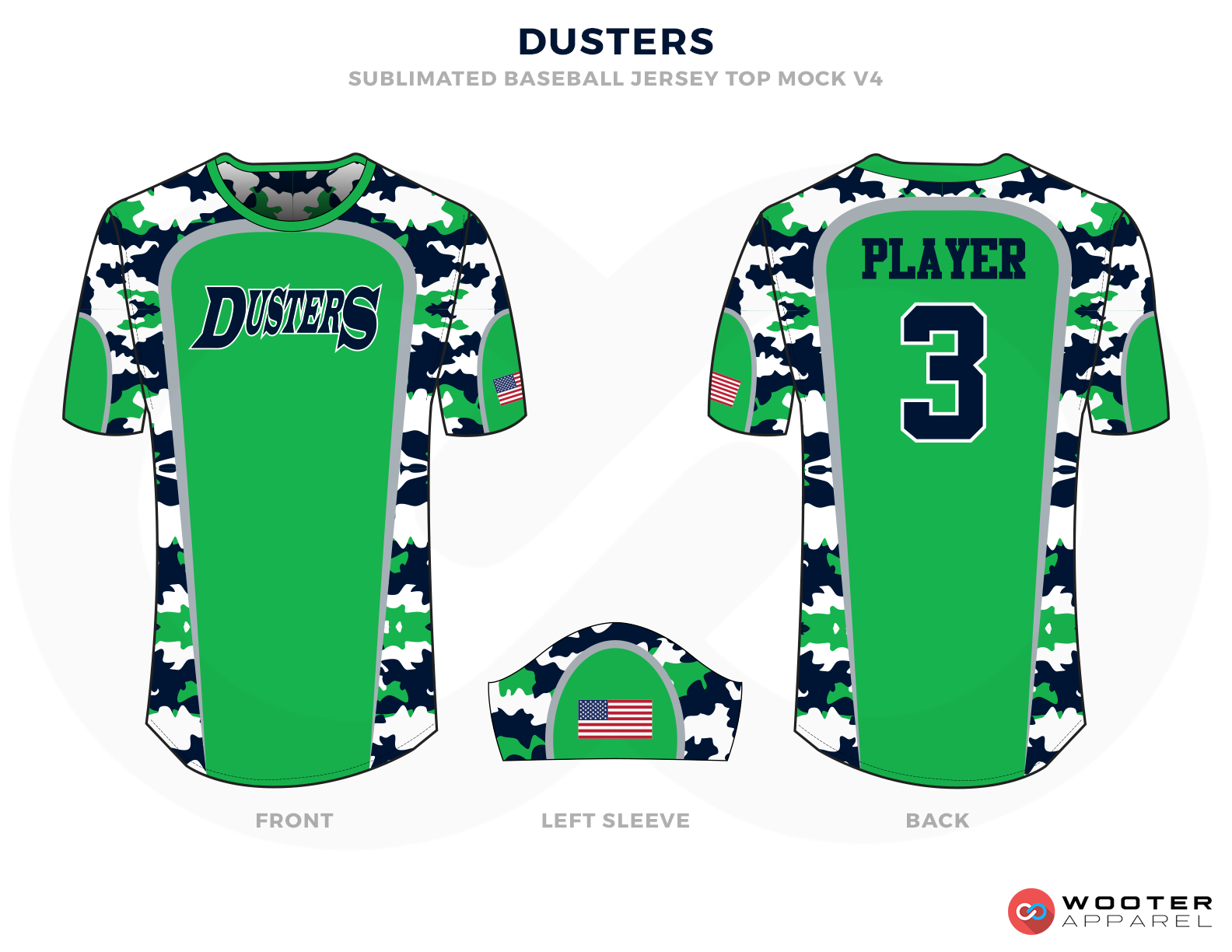 DUSTERS Green, Blue White Baseball Uniforms, Shirt and Caps