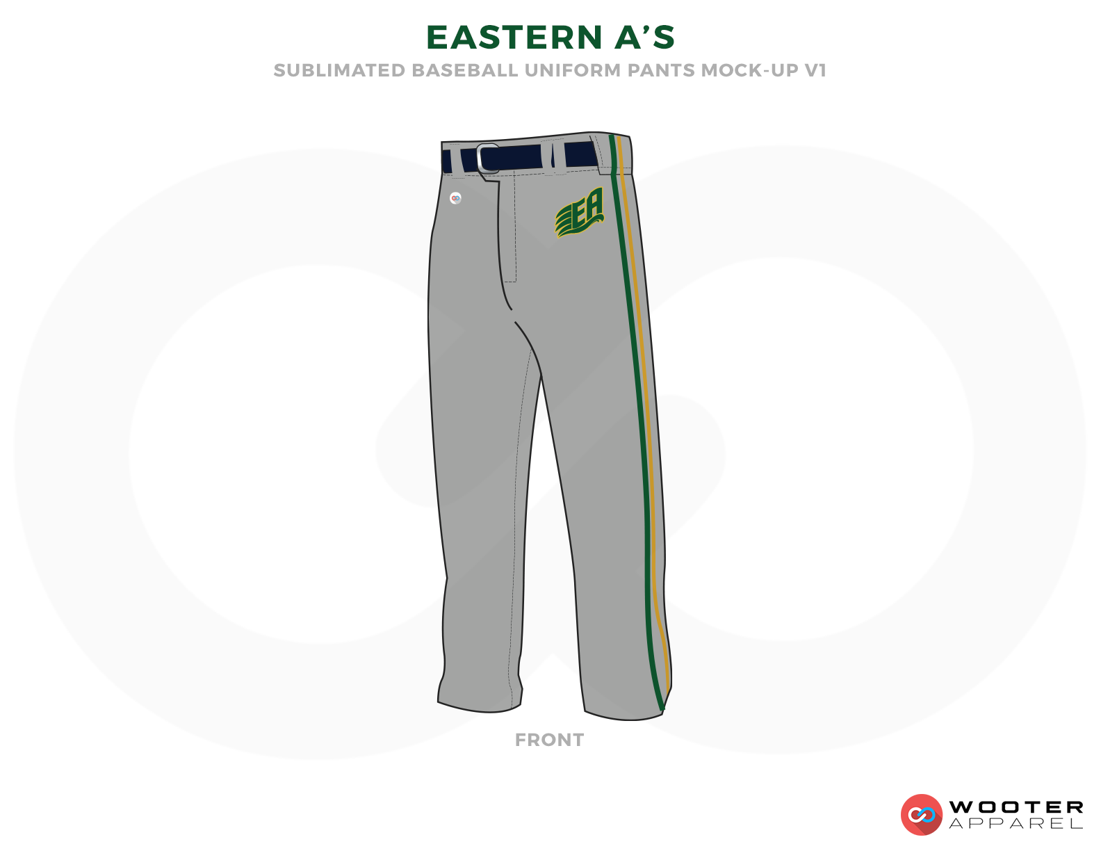 EASTERN A'S Gray Green and Black Baseball Uniforms, Pants