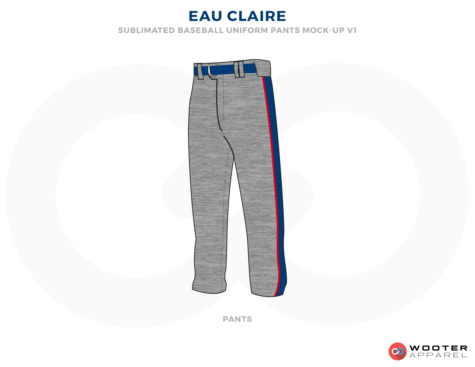 EAU CLAIRE Gray Blue and Red Baseball Uniforms, Pants