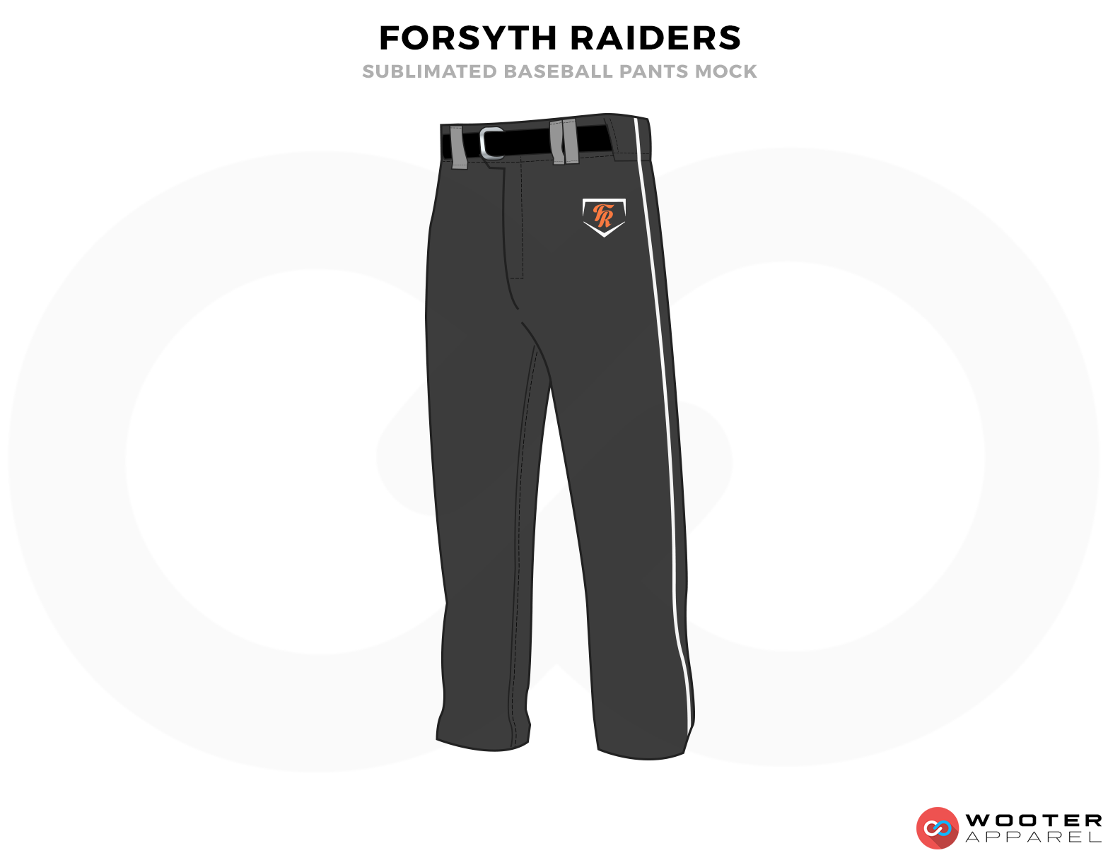 FORSYTH RAIDERS Black Red Gray and White Baseball Uniforms, Pants