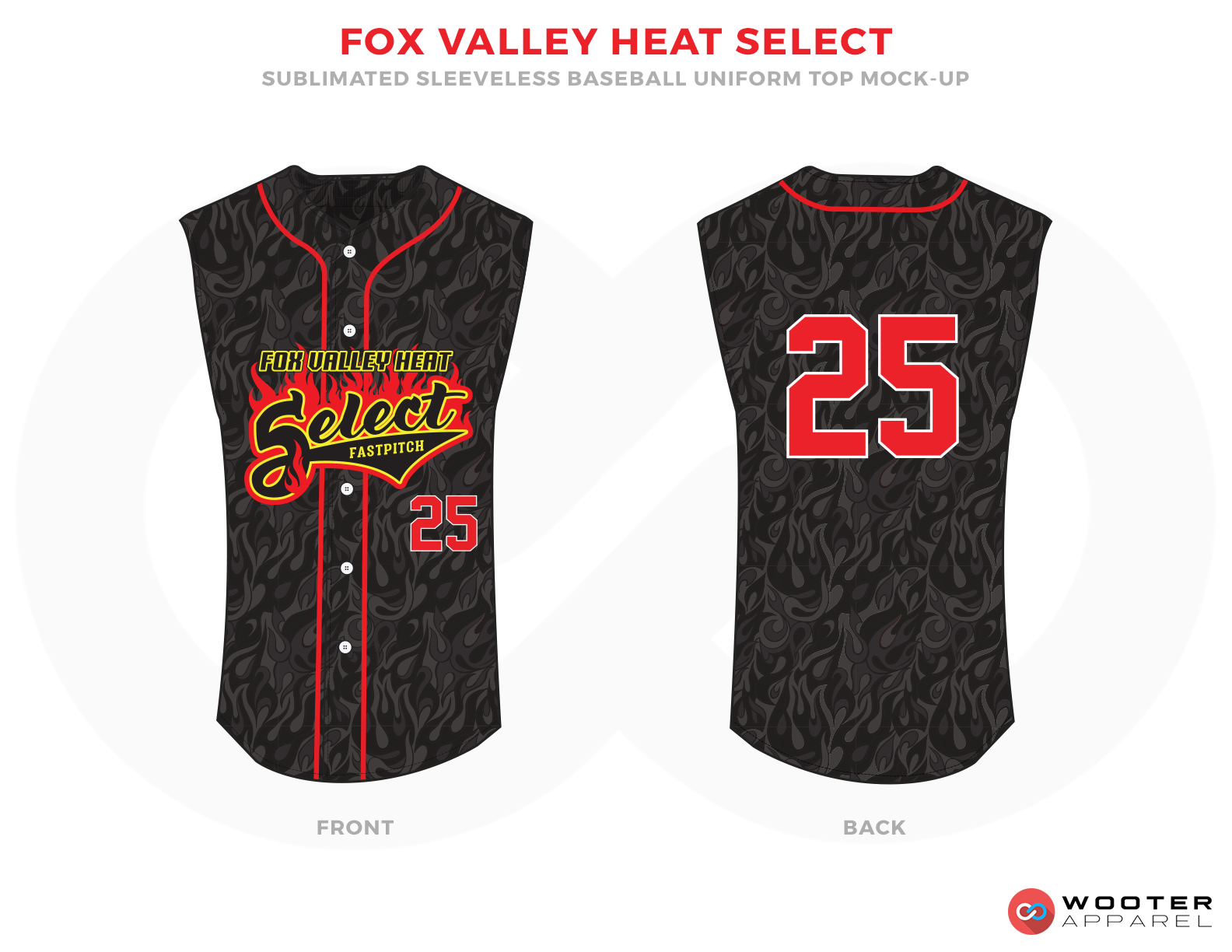 FOX VALLEY HEAT SELECT Black Red Yellow and Pink Baseball Uniforms, Shirts