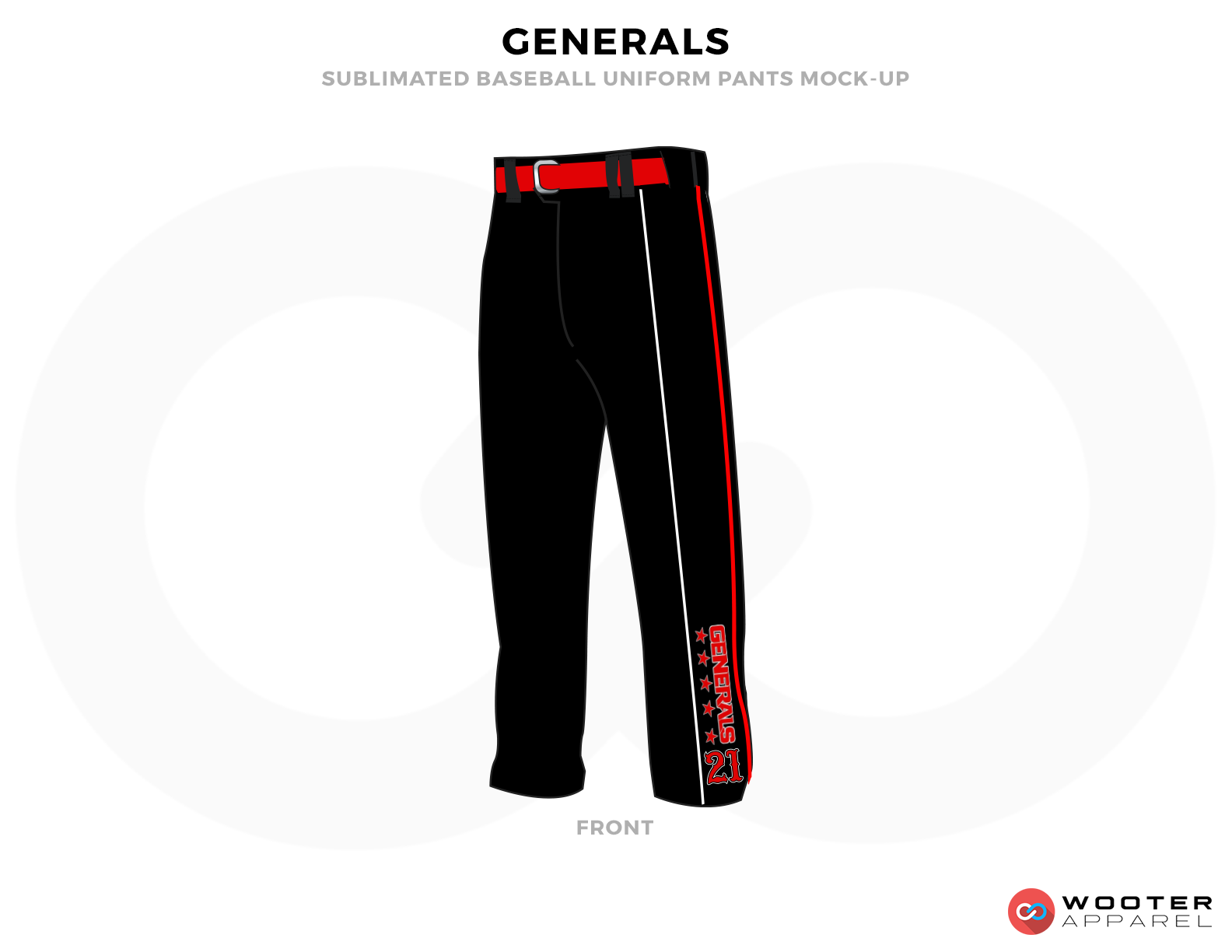 GENERALS Black and Red Baseball Uniforms, Pants