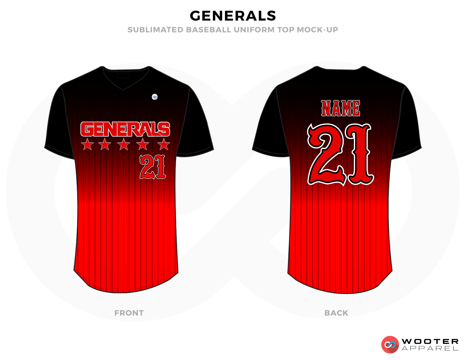 GENERALS Black and Red Baseball Uniforms, Shirts