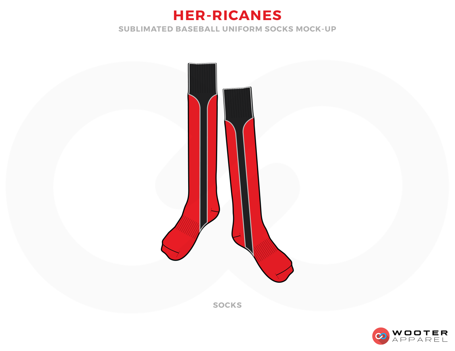 HER-RICANES Red and Black Baseball Uniforms, Socks