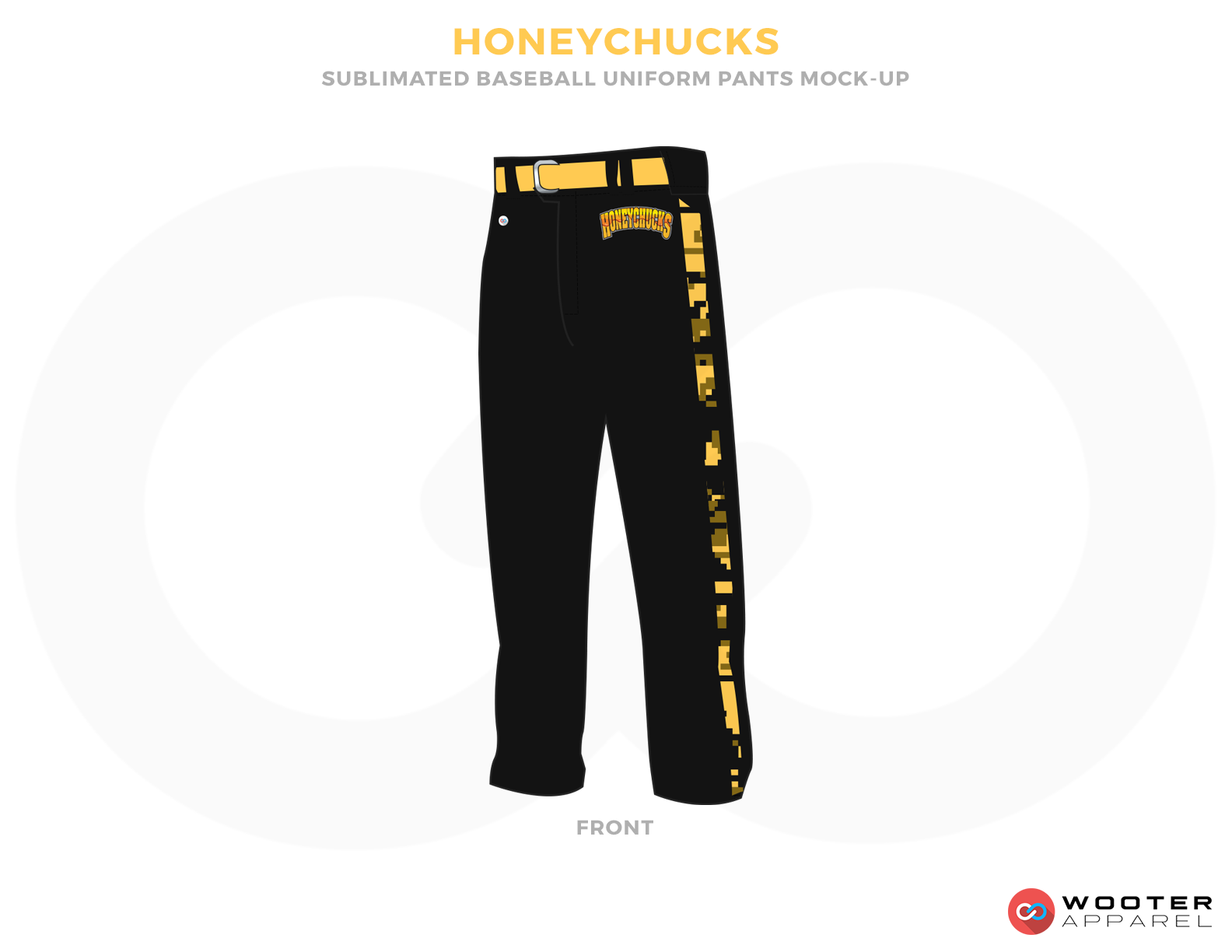 HONEYCHUCKS Black and Yellow Baseball Uniforms, Pants