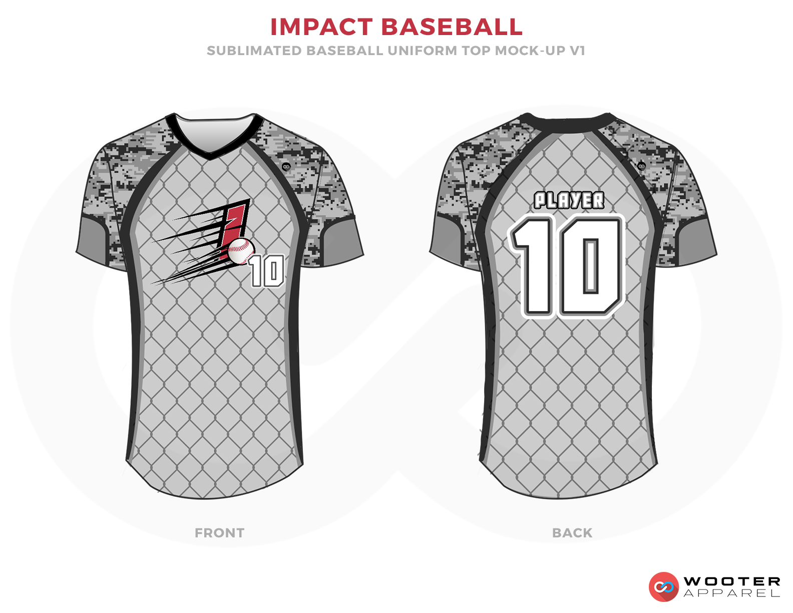 IMPACT BASEBALL Black Gray Red and White Baseball Uniforms, Shirts