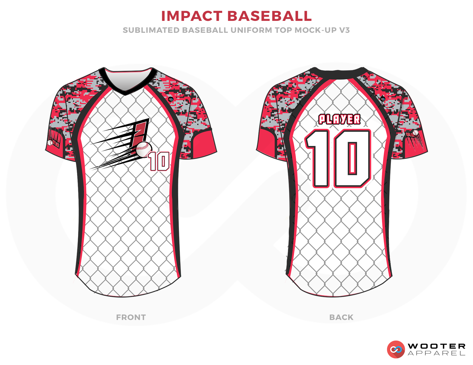 IMPCT BASEBALL Red White Black and Maroon Baseball Uniforms, Shirts