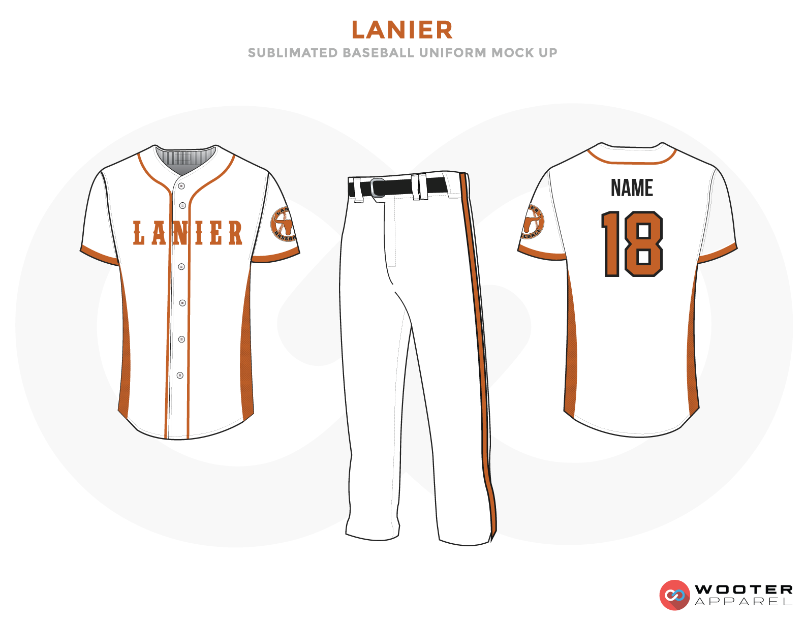 LANIER White Black and Brown Baseball Uniforms, Shirt and Pants