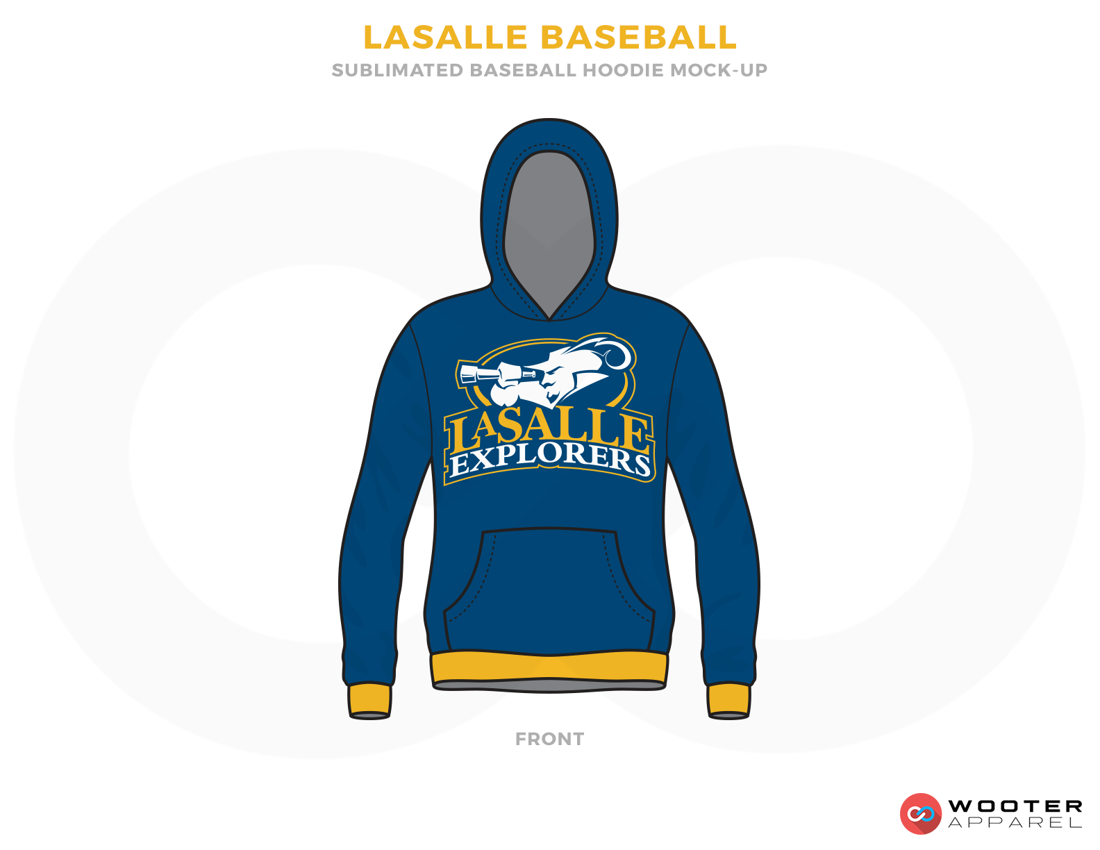 LASALLE BASEBALL Blue White and Yellow Baseball Uniforms, Hood Shirt