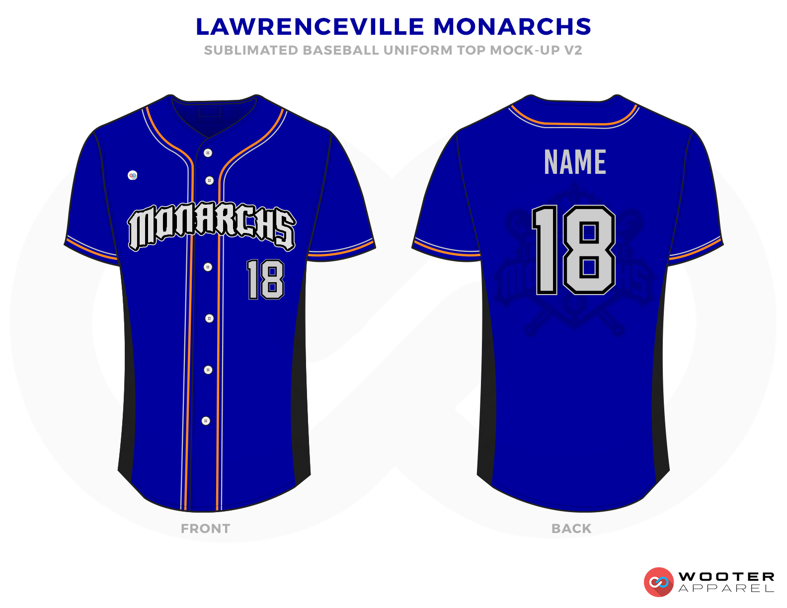 LAWRENCEVILLE MONARCHS Blue White and Pink Baseball Uniforms, Shirt