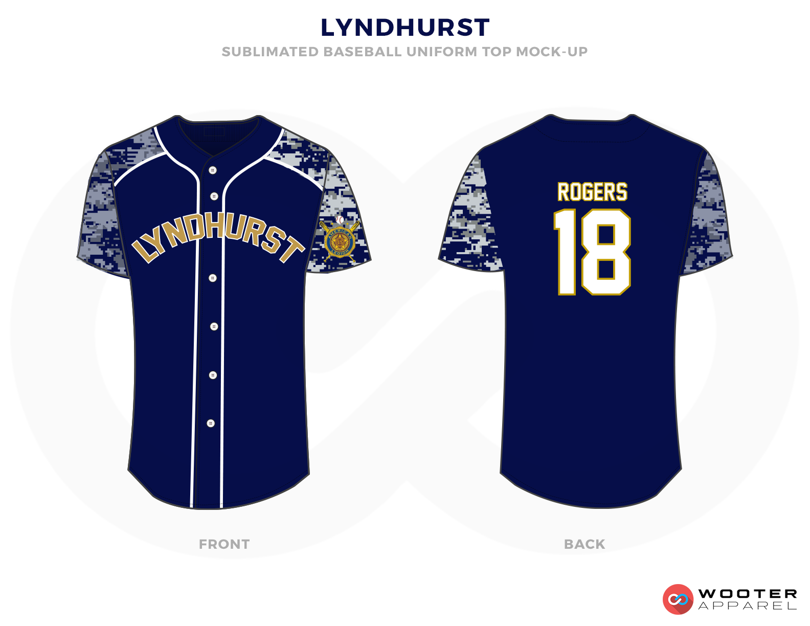 LYNDHURST Blue White Gray and Yellow Baseball Uniforms, Shirt
