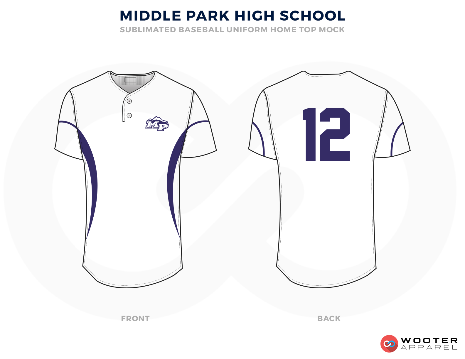 MIDDLE PARK HIGH SCHOOL Blue and White Baseball Uniforms, Shirts