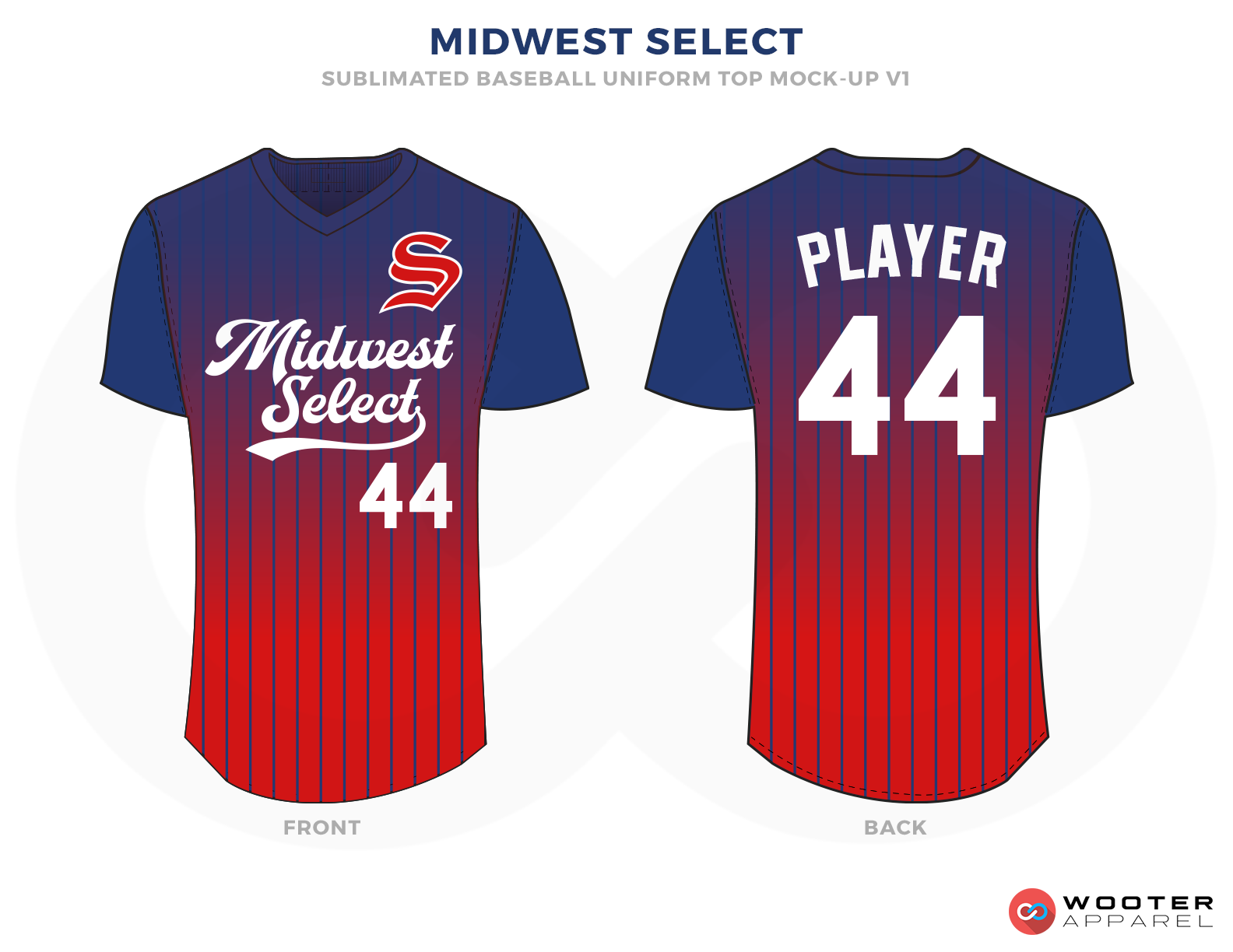 MIDWEST SELECT Purple Blue and Red Baseball Uniforms, Shirts