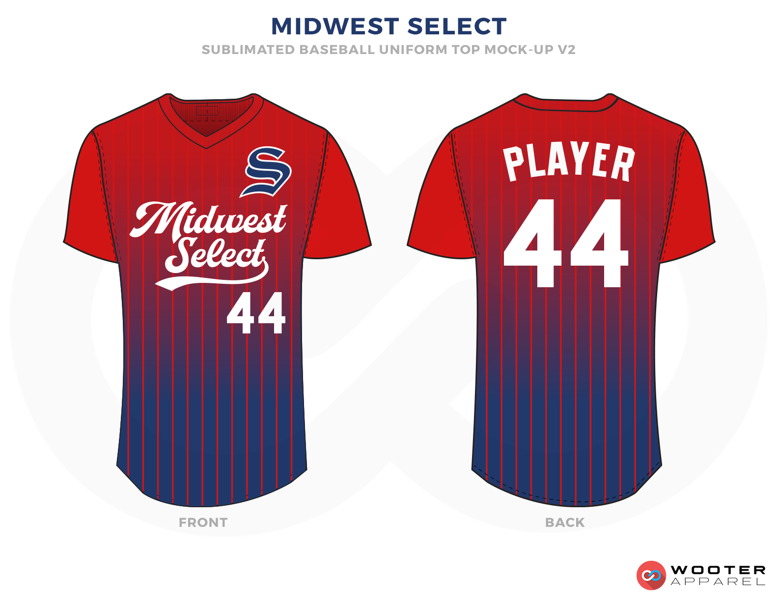 MIDWEST SELECT Red Blue and White Baseball Uniforms, Shirts