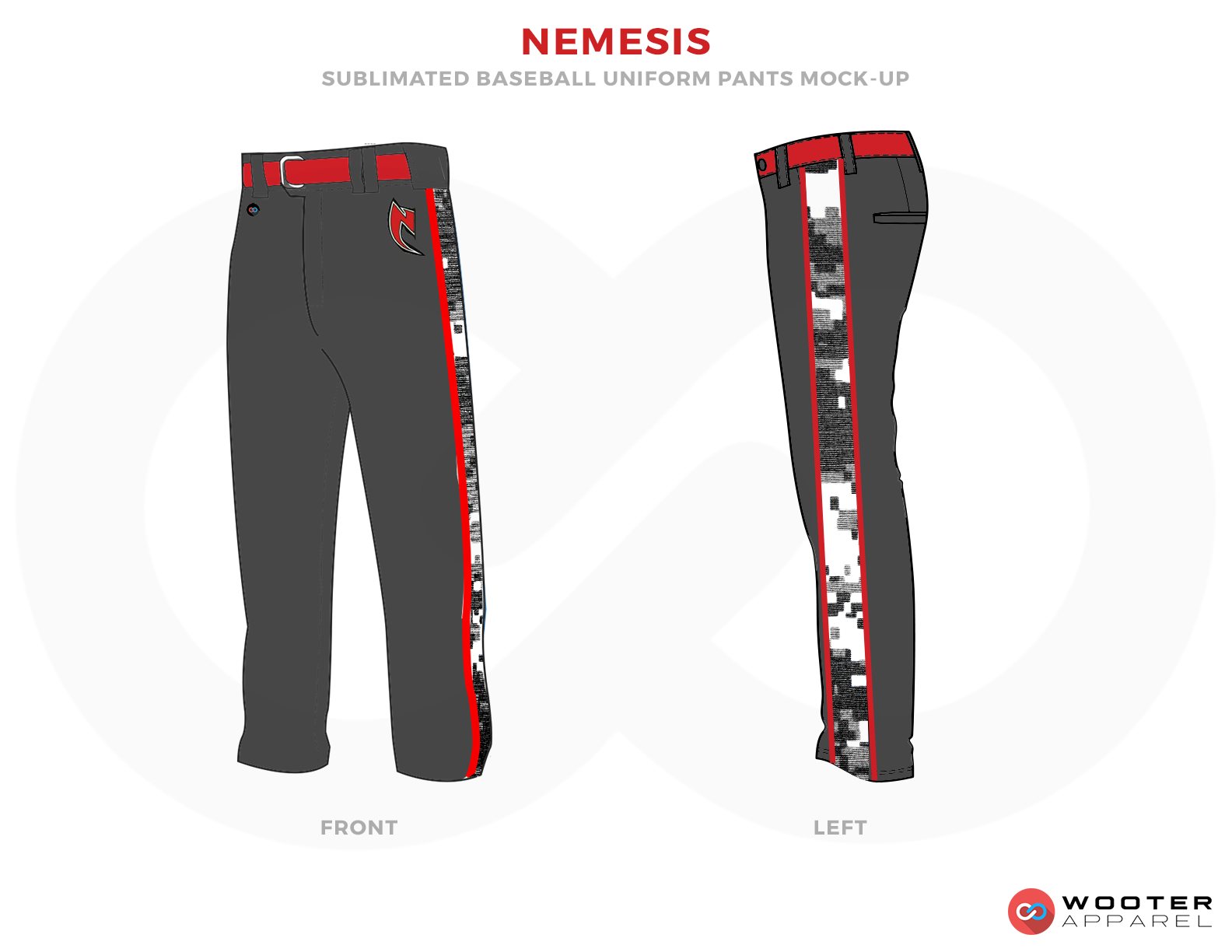 NEMESIS Gray White and Red Baseball Uniforms, Pants