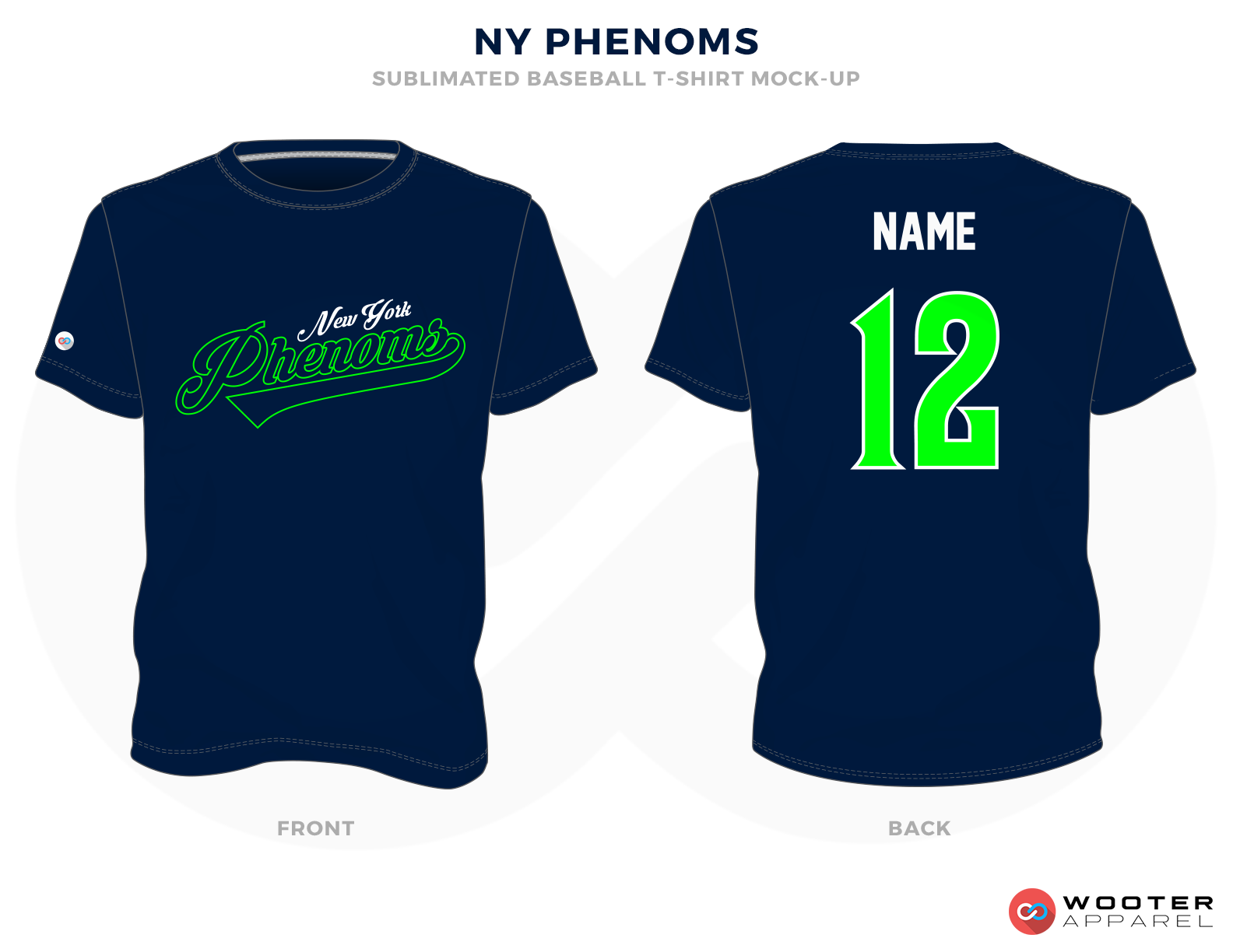 NY PHENOMS Green White and Blue Baseball Uniforms, Shirts