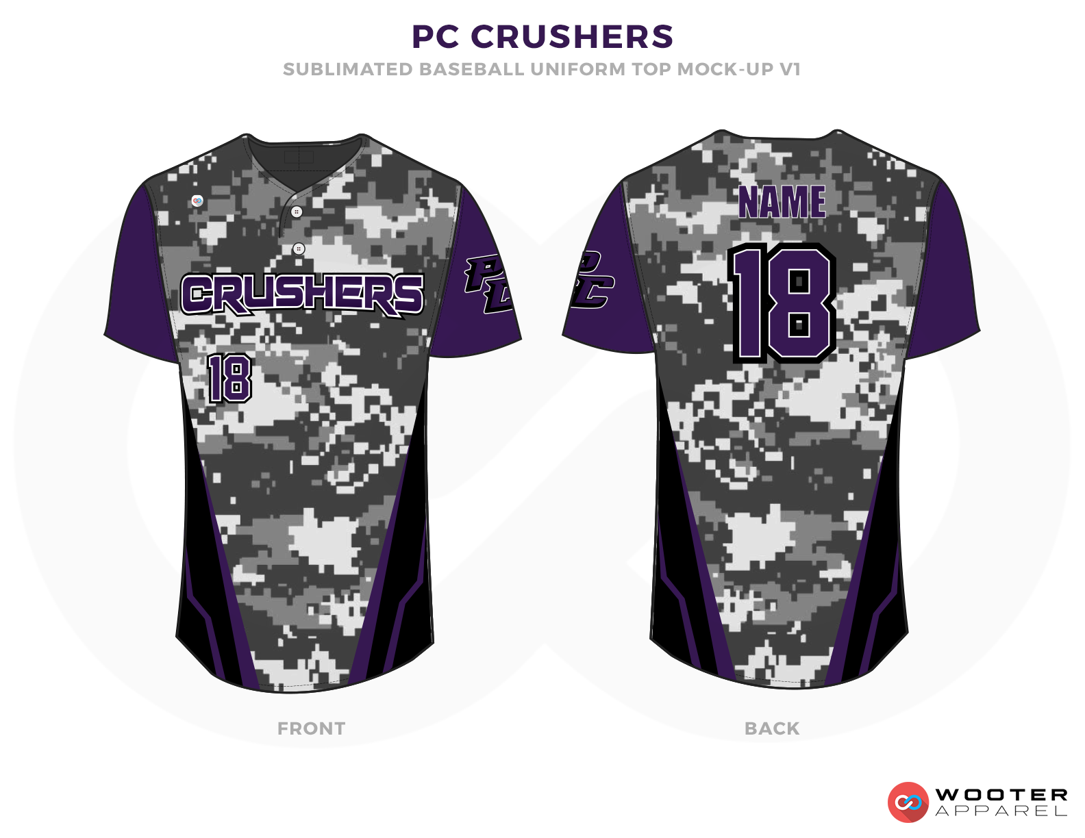 PC CRUSHERS Purple White Black Baseball Uniforms, Shirts