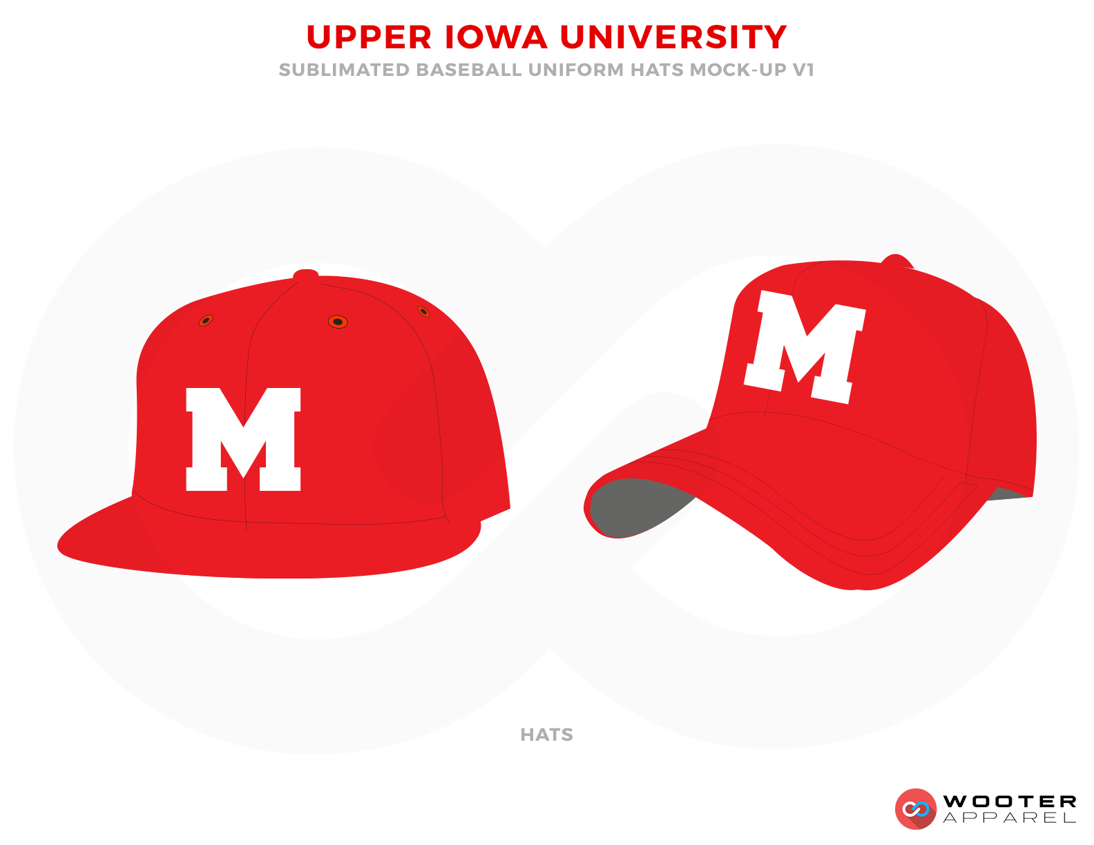 UPPER IOWA UNIVERSITY Red and White Baseball Uniforms, Caps