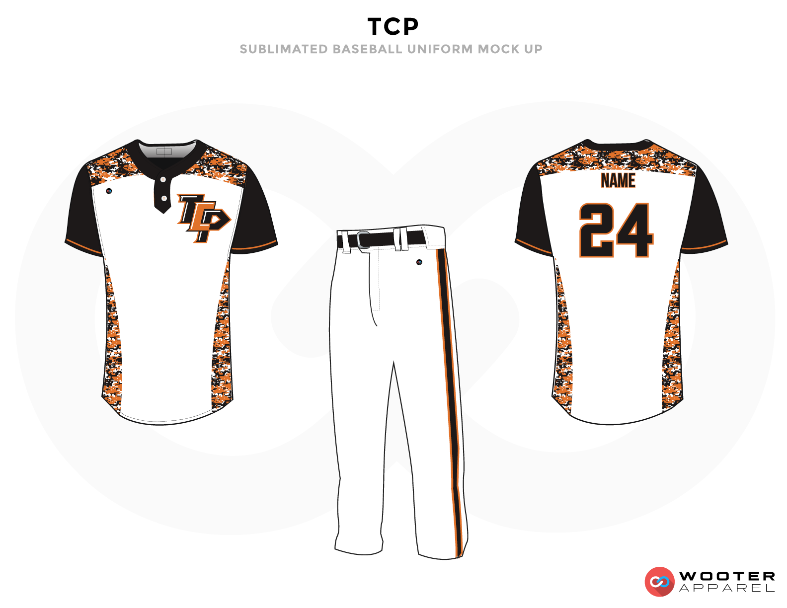 TCP Orange Black and White Baseball Uniforms, Shirts
