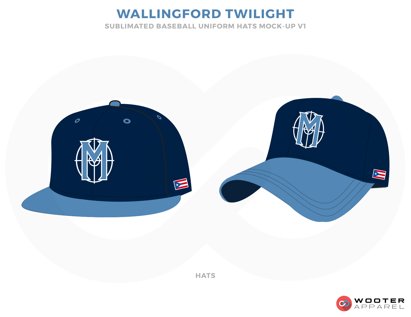 WALLINGFORD TWILIGHT Blue and Firozi Baseball Uniforms, Caps