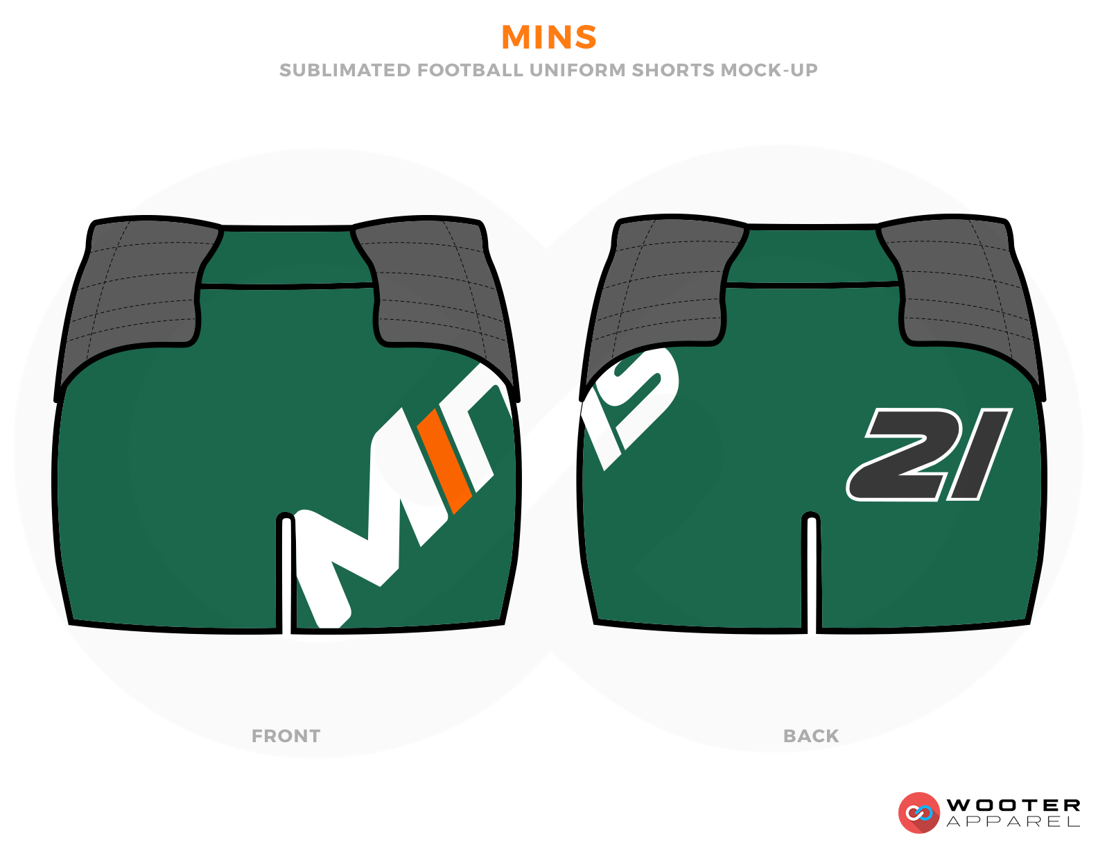 MINS Shamrock Grey Orange and White Football Uniforms, Shorts