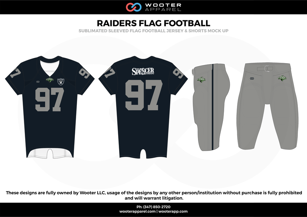 raiders flag football jerseys