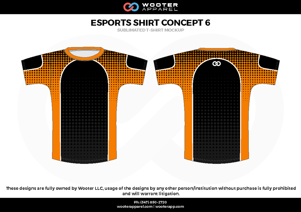 Black Orange Tshirt or Jersey Design Template for E-Sport