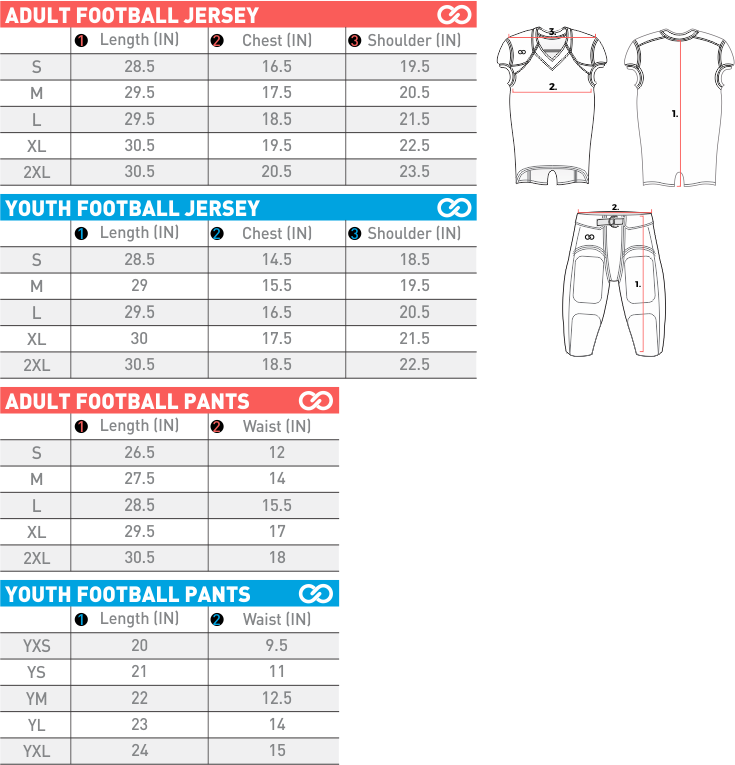 football jersey size chart