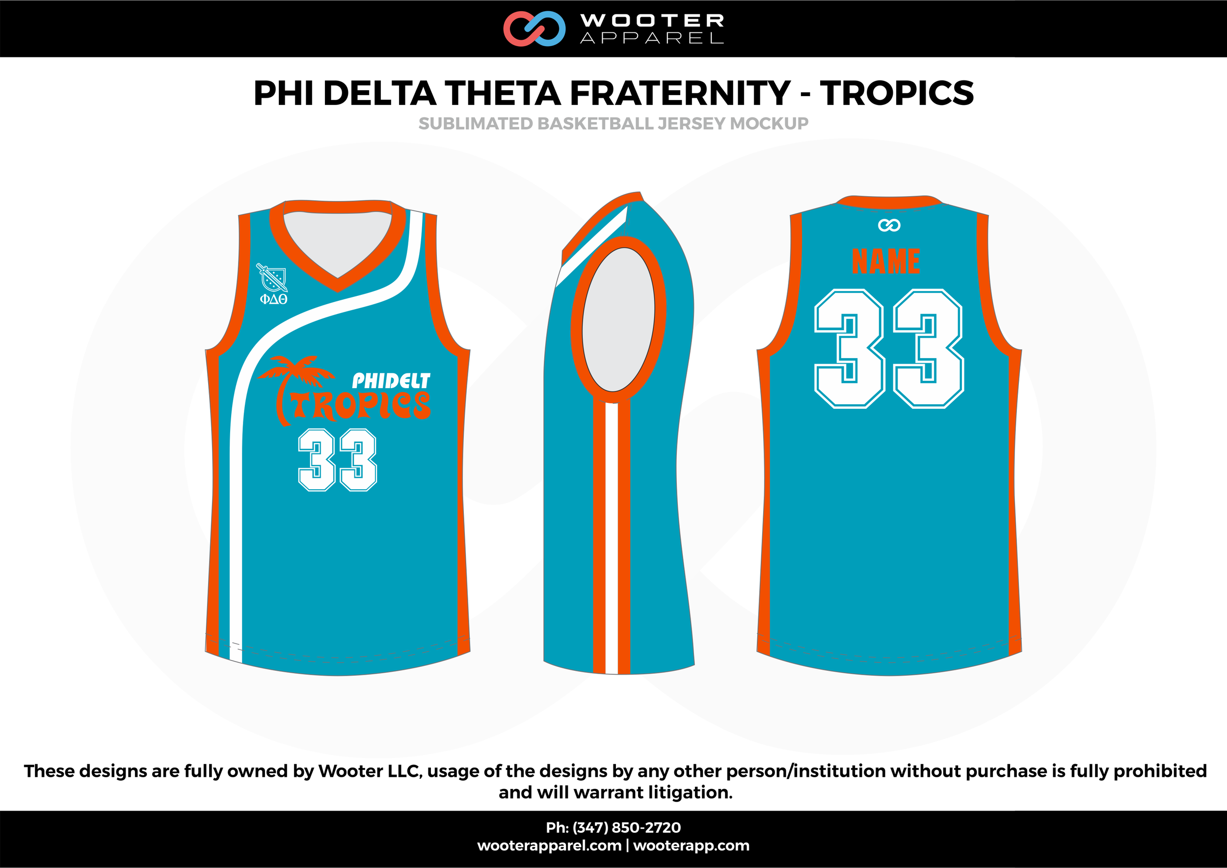 Phi Delta Theata Fraternity - Tropics Red sky blue and white basketball uniforms jersey 