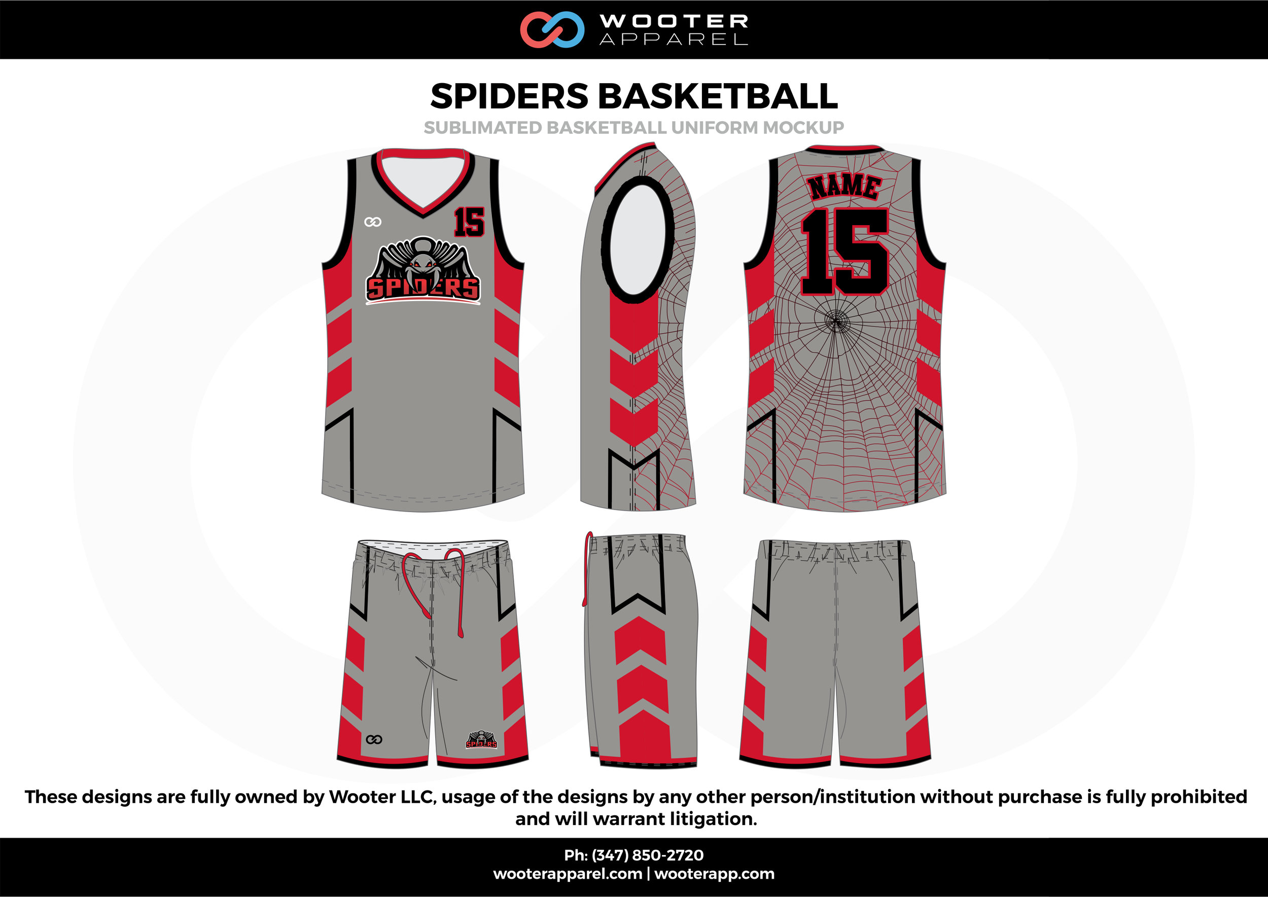 Spiders Basketball Red Black and Gray  Basketball uniforms jerseys shorts