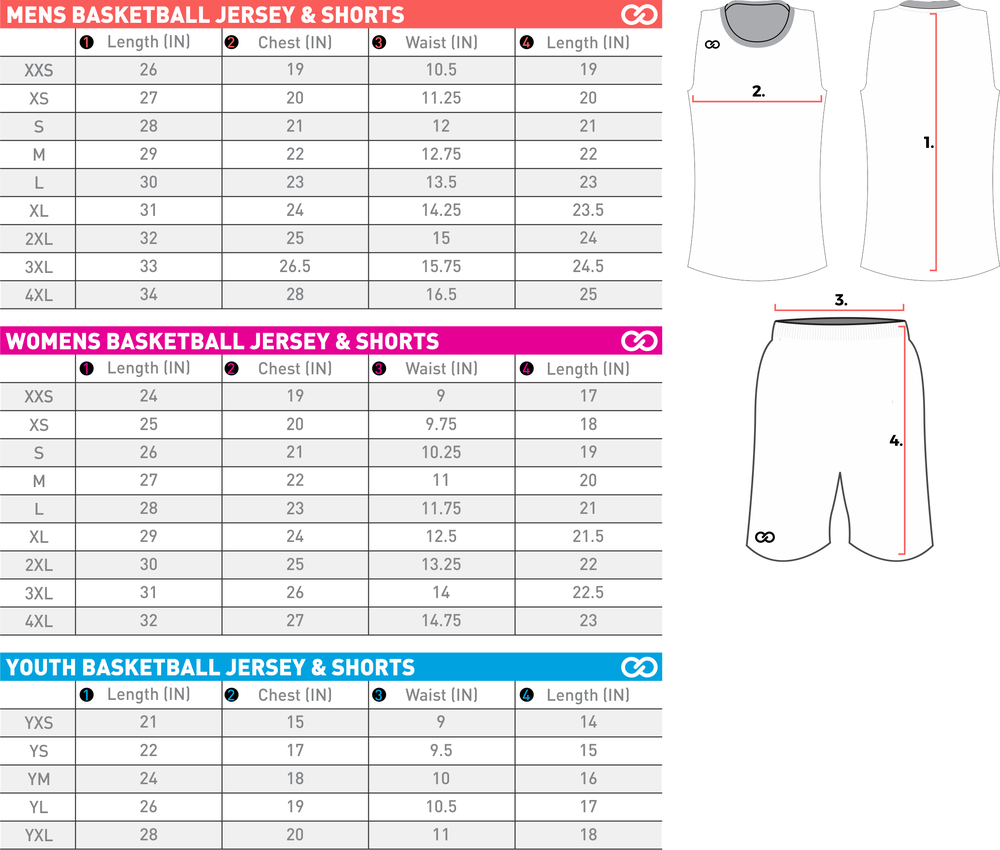 Basketball Uniform Size Chart