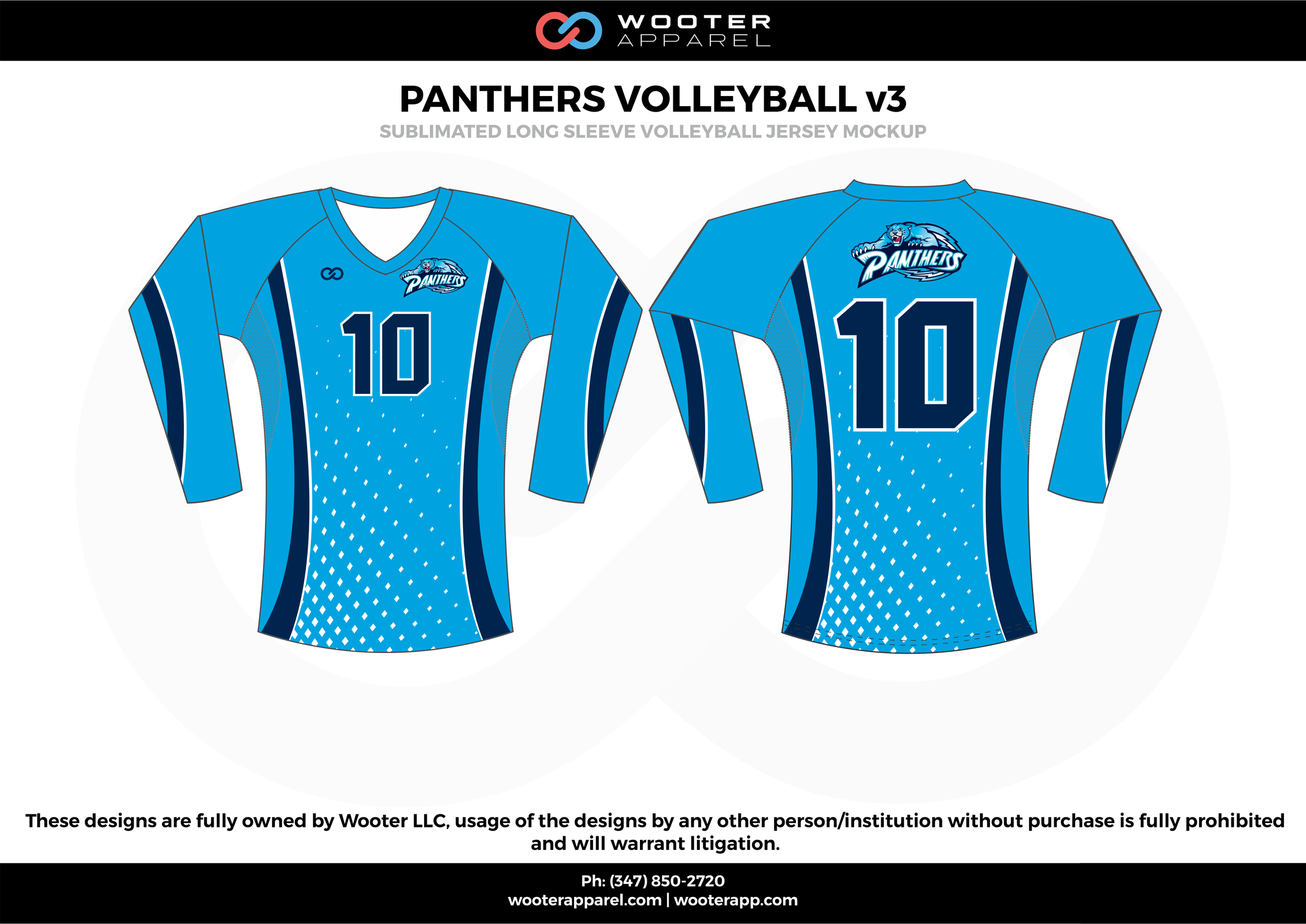 PANTHERS VOLLEYBALL v3 sky navy blue Volleyball Uniforms, Long Sleeve Jerseys, Shorts
