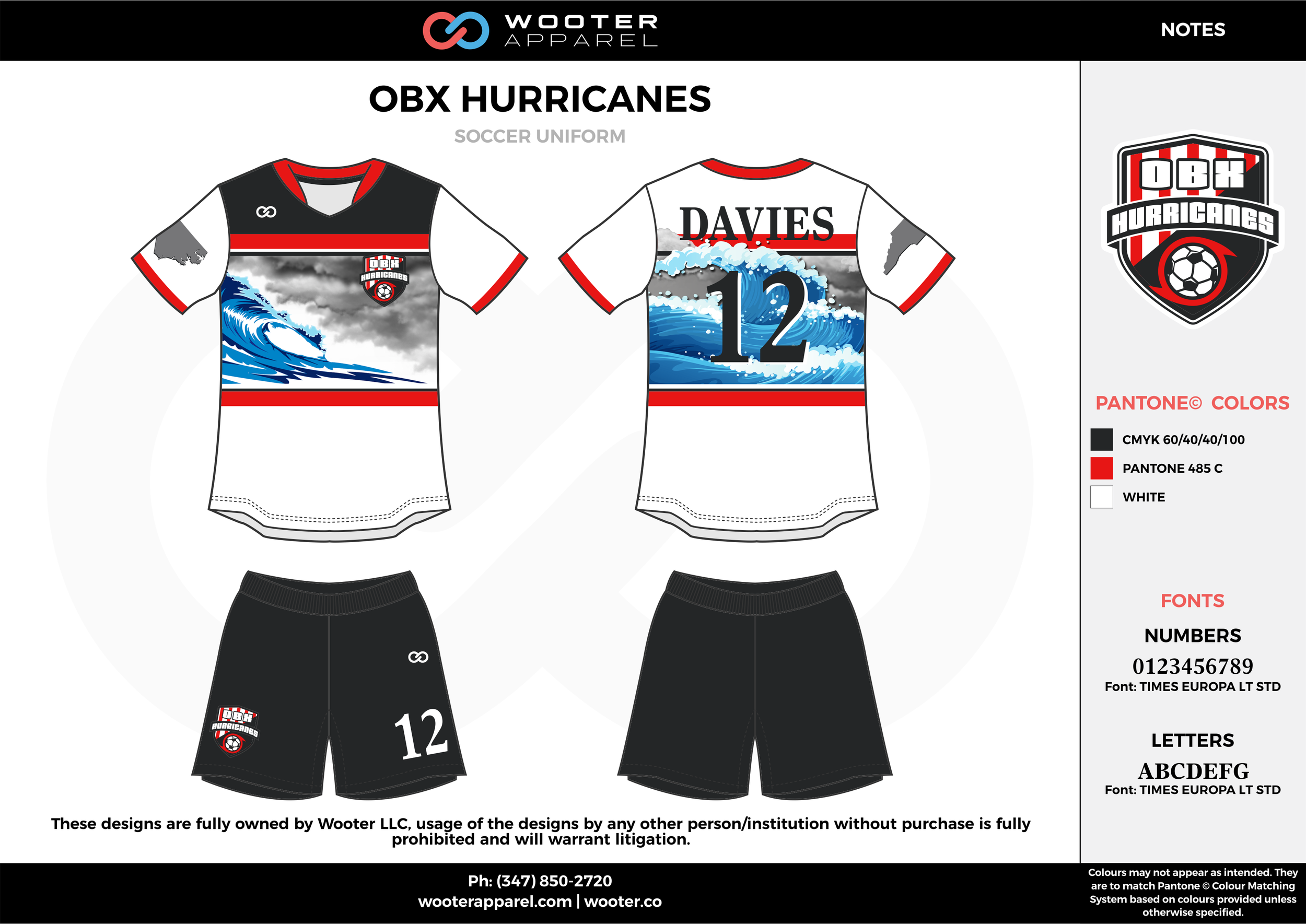 OBX HURRICANES white black red custom sublimated soccer uniform jersey shirt shorts