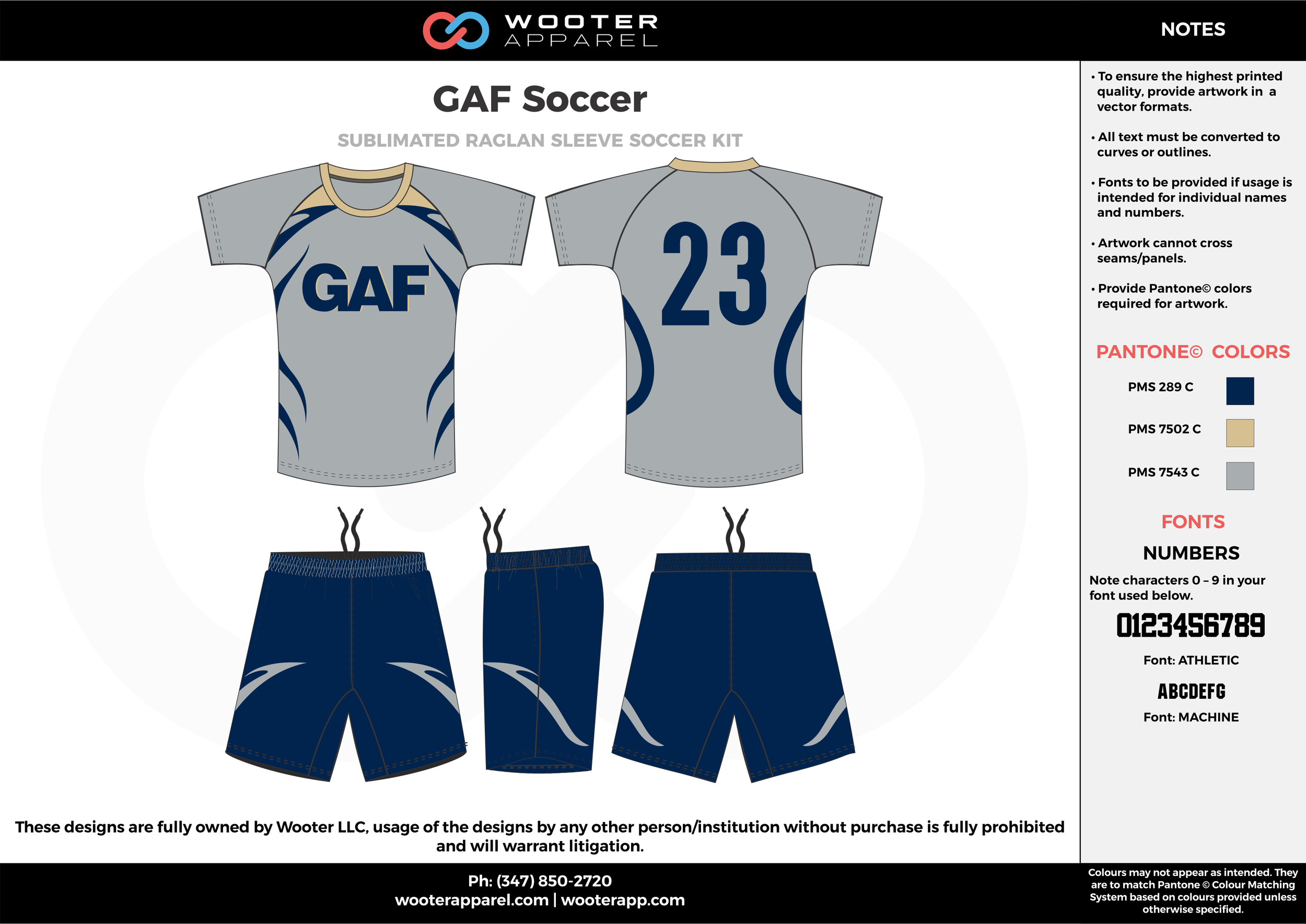 GAF navy blue gray custom sublimated soccer uniform jersey shirt shorts