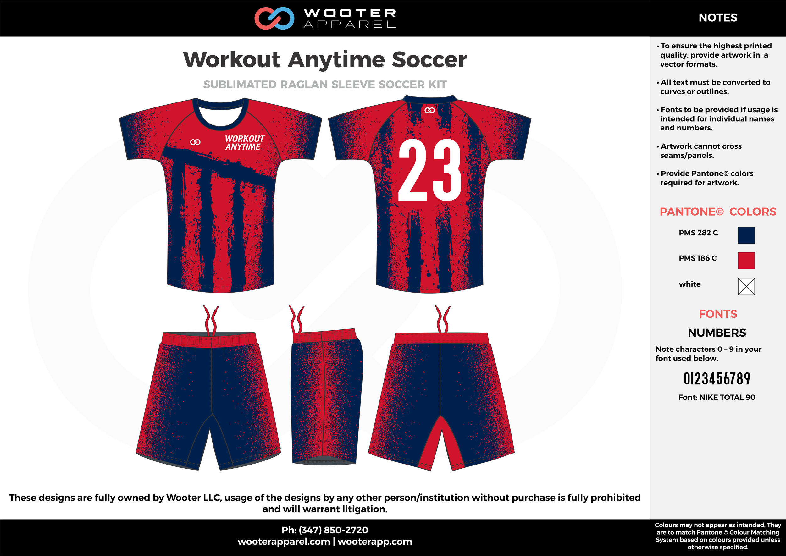 Workout Anytime red blue custom sublimated soccer uniform jersey shirt shorts