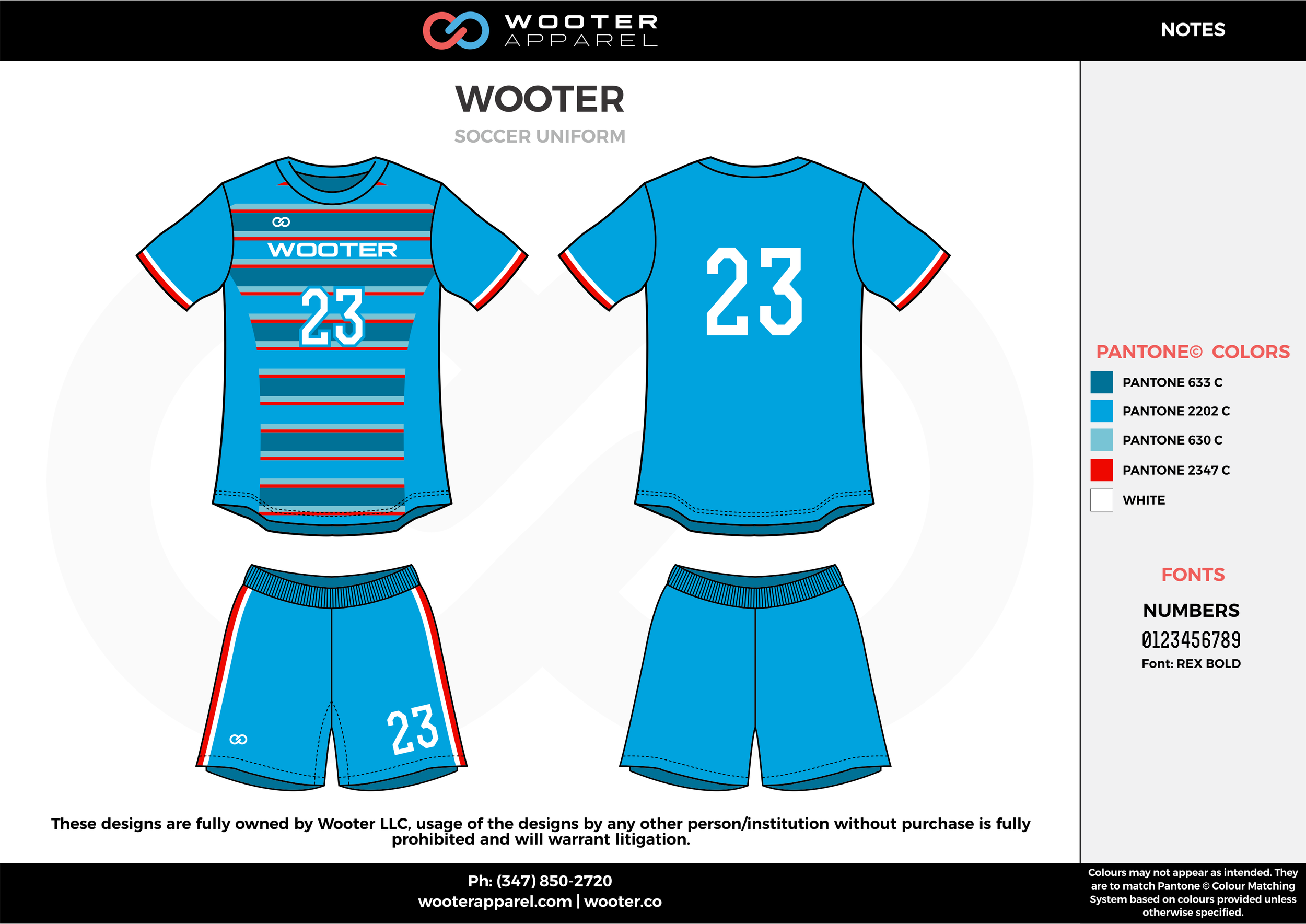 WOOTER blue red white custom sublimated soccer uniform jersey shirt shorts