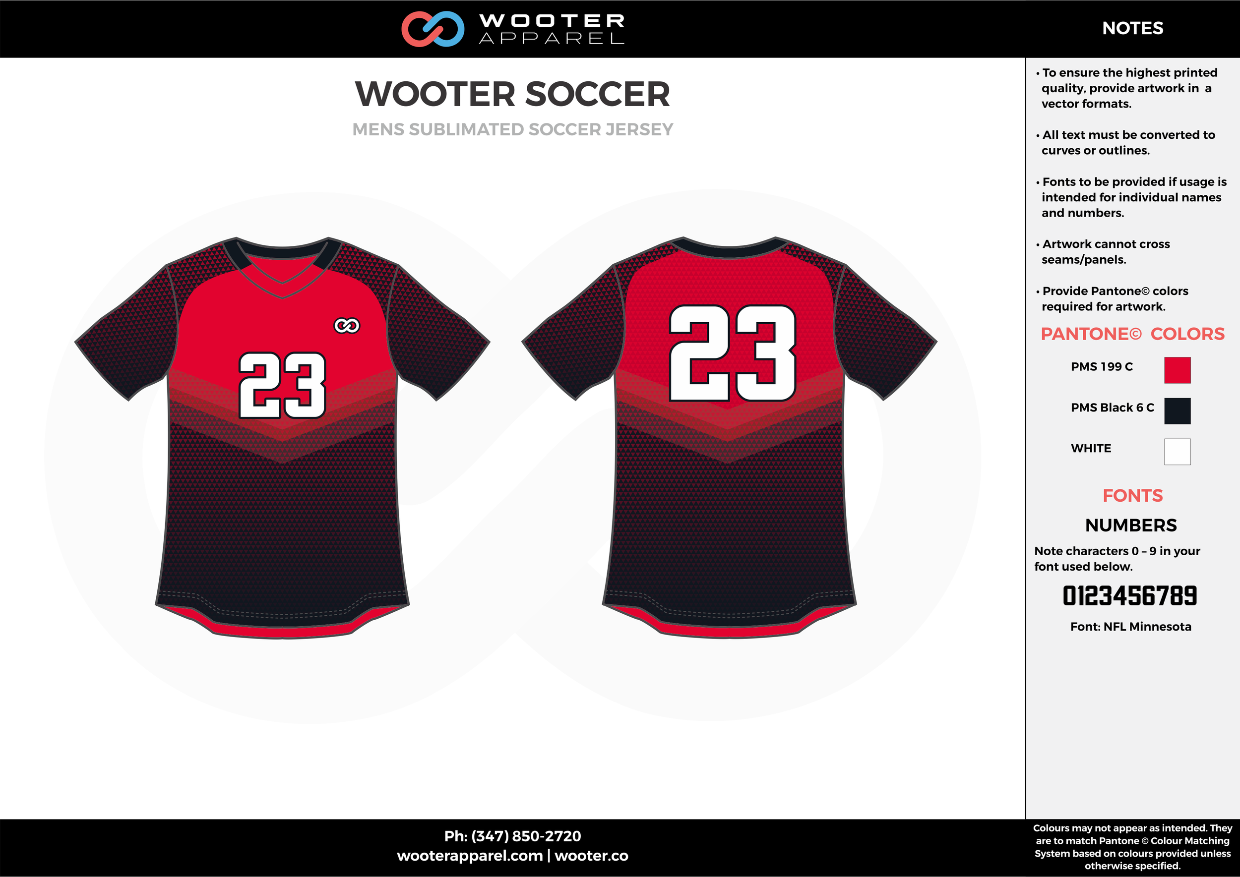 WOOTER red black white custom sublimated soccer uniform jersey shirt
