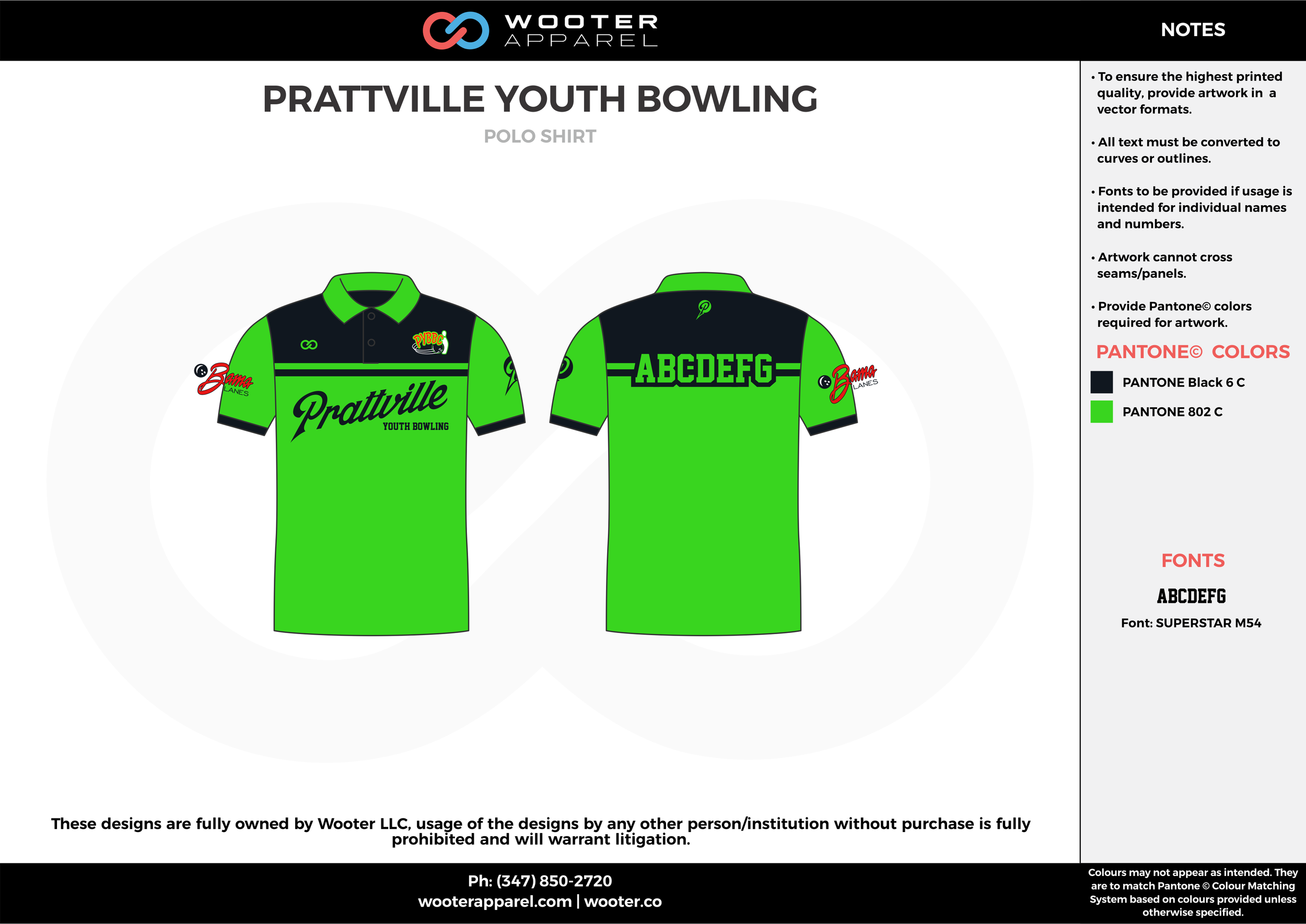 PRATTVILLE YOUTH green black bowling uniforms, shirts, quarter zip polo